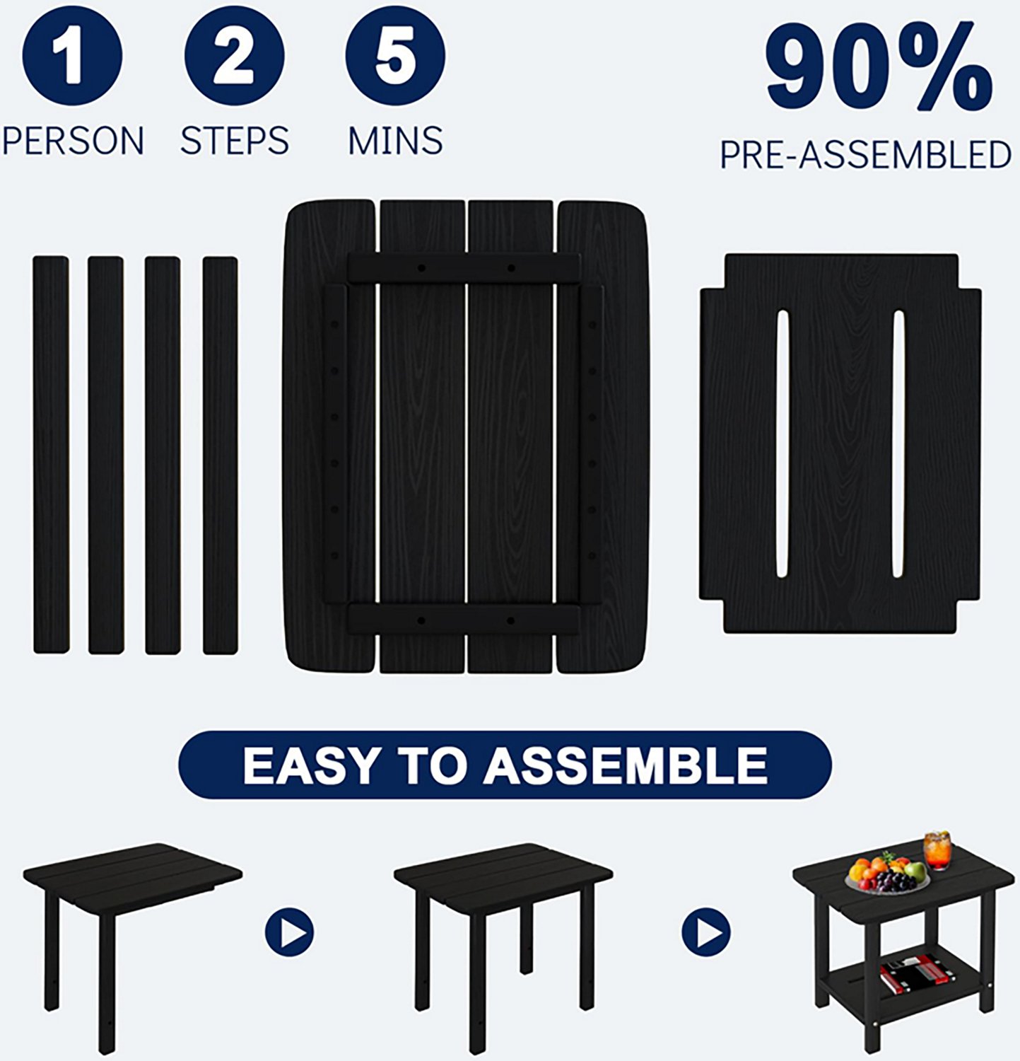 Upland HDPE Outdoor Square End Weatherproof Table 18.4" - view number 5