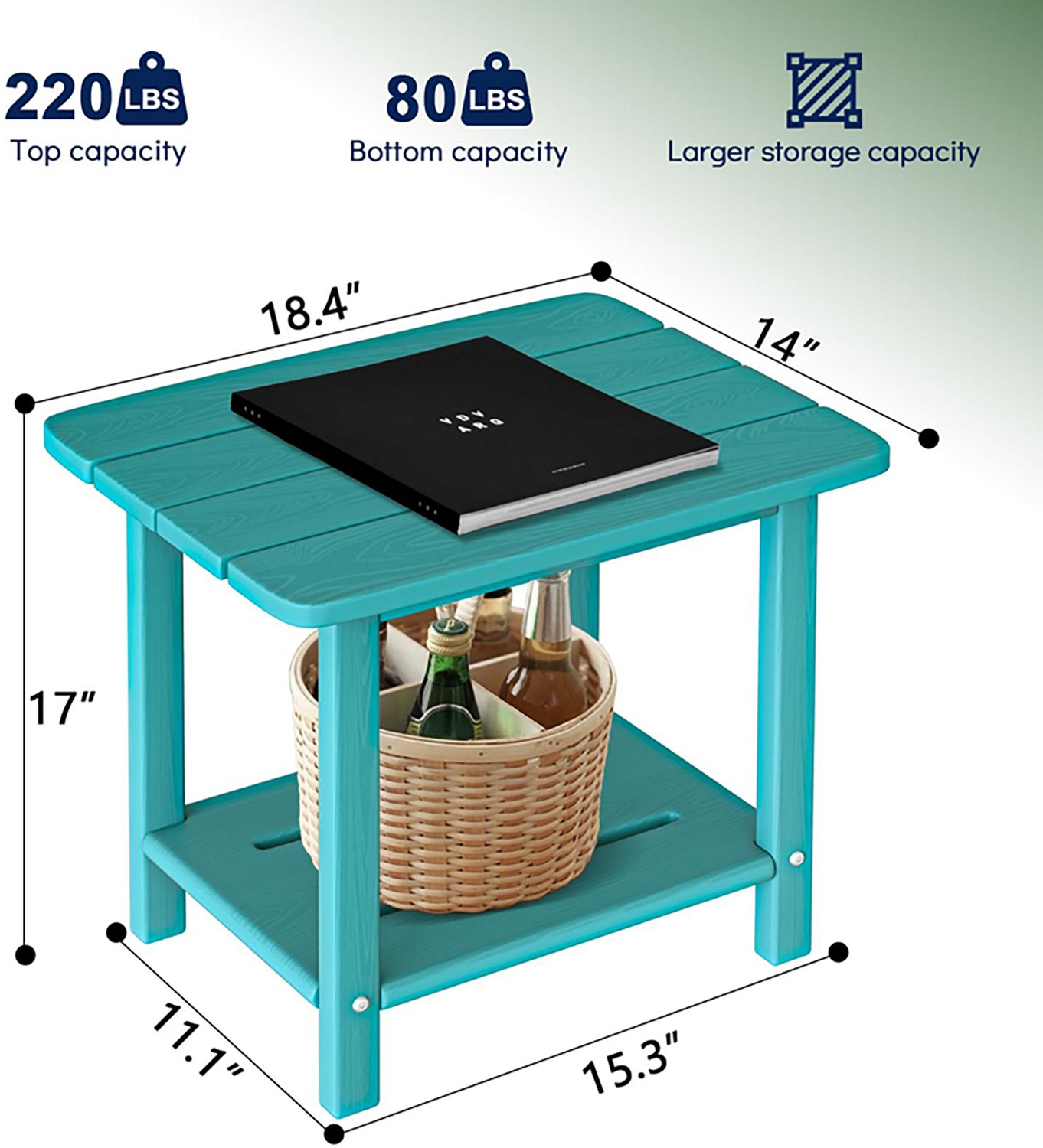 Upland HDPE Outdoor Square End Weatherproof Table 18.4" - view number 2