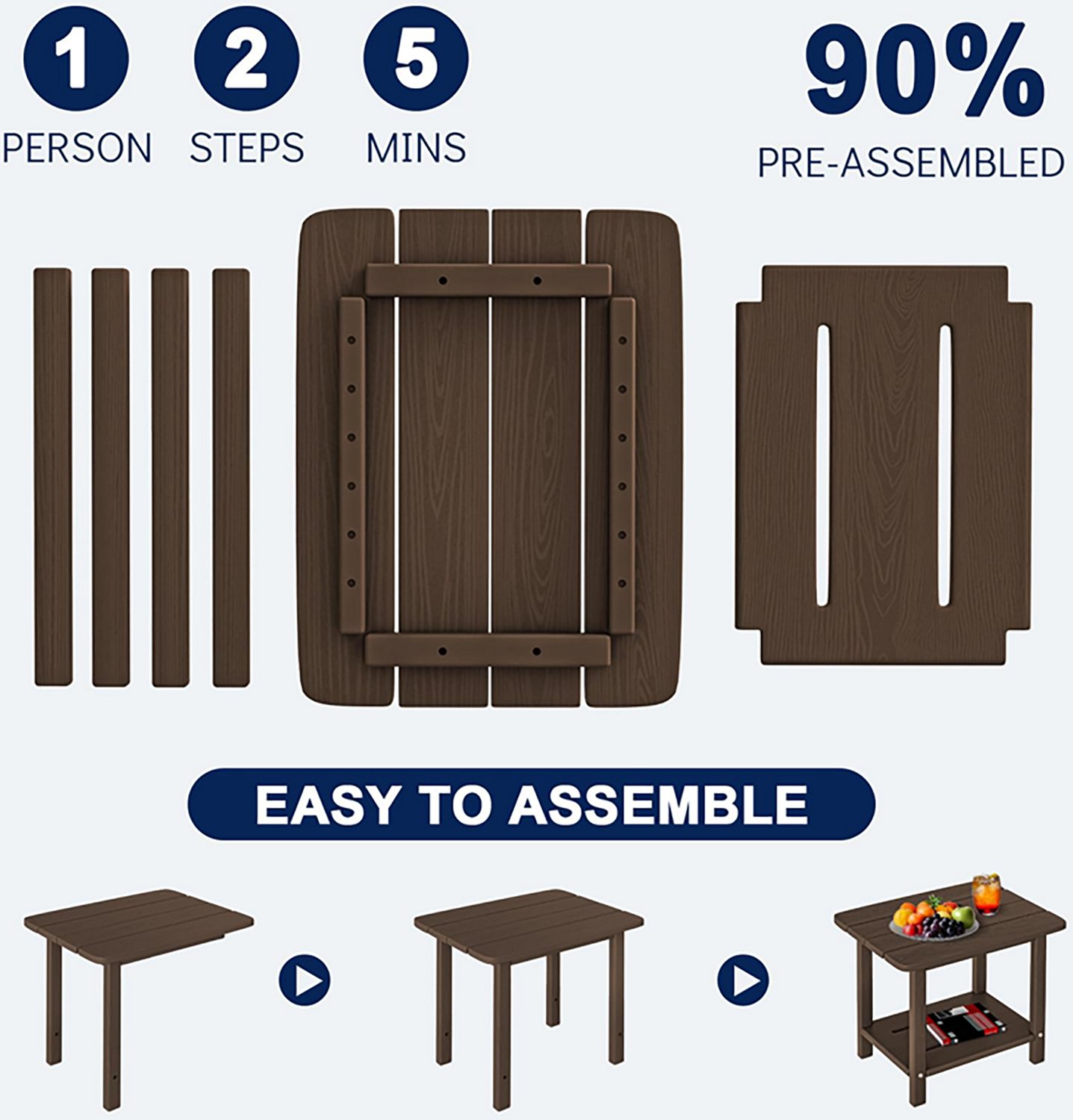 Upland HDPE Outdoor Square End Weatherproof Table 18.4" - view number 4
