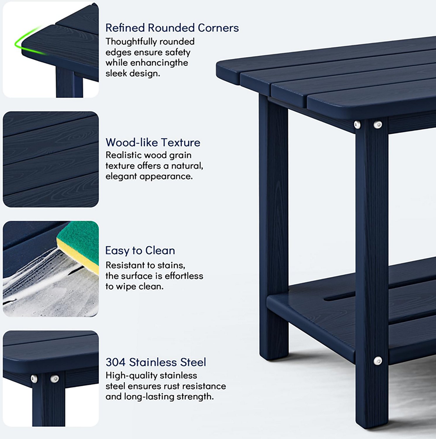 Upland HDPE Outdoor Square End Weatherproof Table 18.4" - view number 4