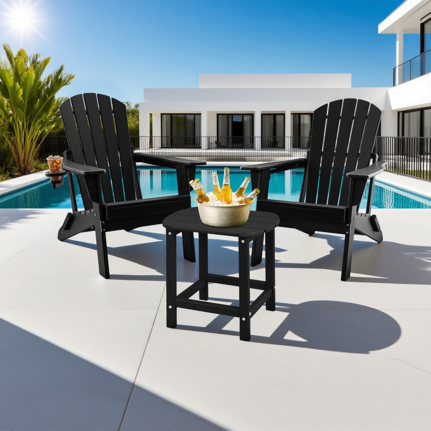 Upland 3-Piece HDPE Folding Adirondack Chairs with Side Table - view number 6