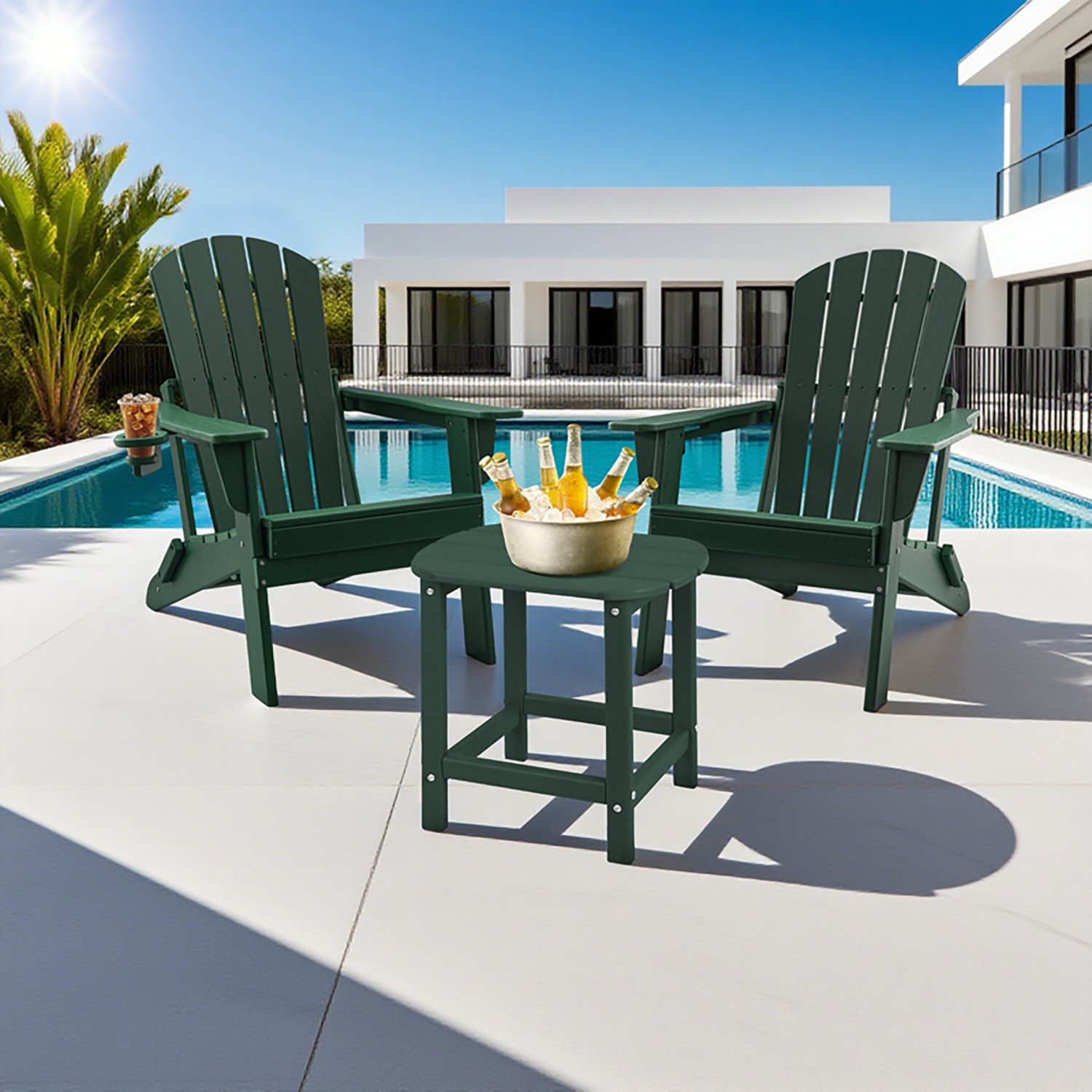 Upland 3-Piece HDPE Folding Adirondack Chairs with Side Table - view number 6