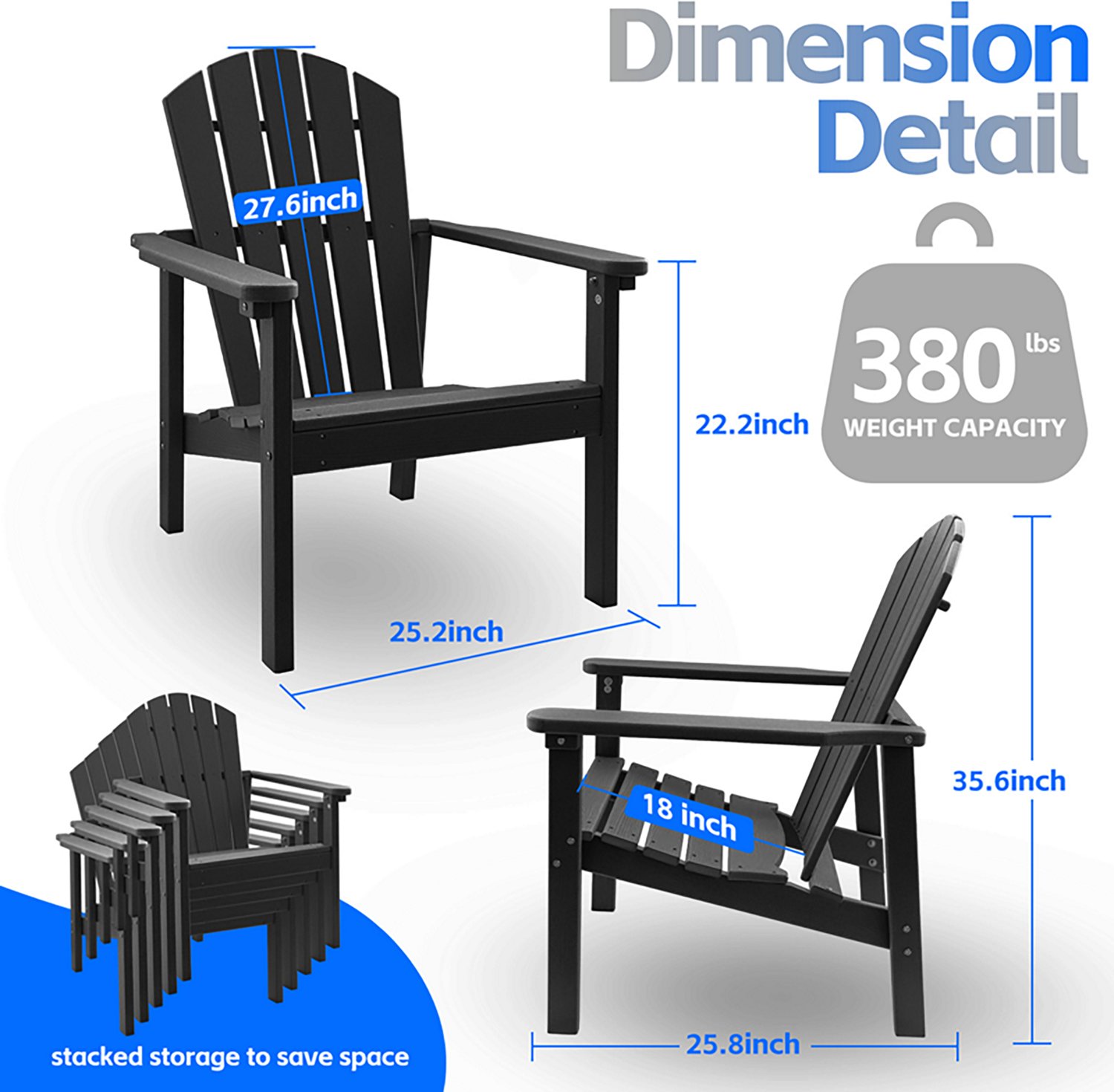 Upland All Weather HDPE Stackable Adirondack Chair -2 pack - view number 5