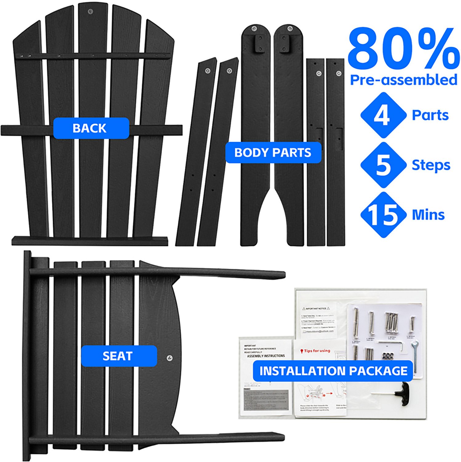 Upland All Weather HDPE Stackable Adirondack Chair -2 pack - view number 6