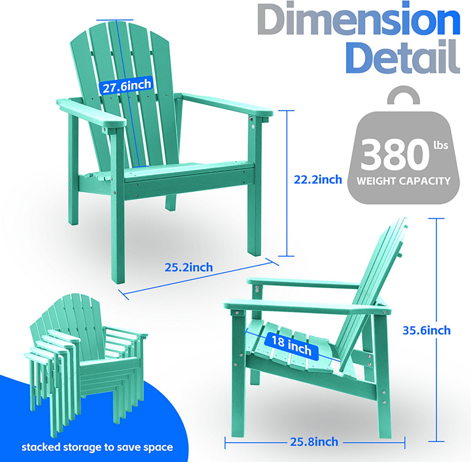 Upland All Weather HDPE Stackable Adirondack Chair -2 pack - view number 5