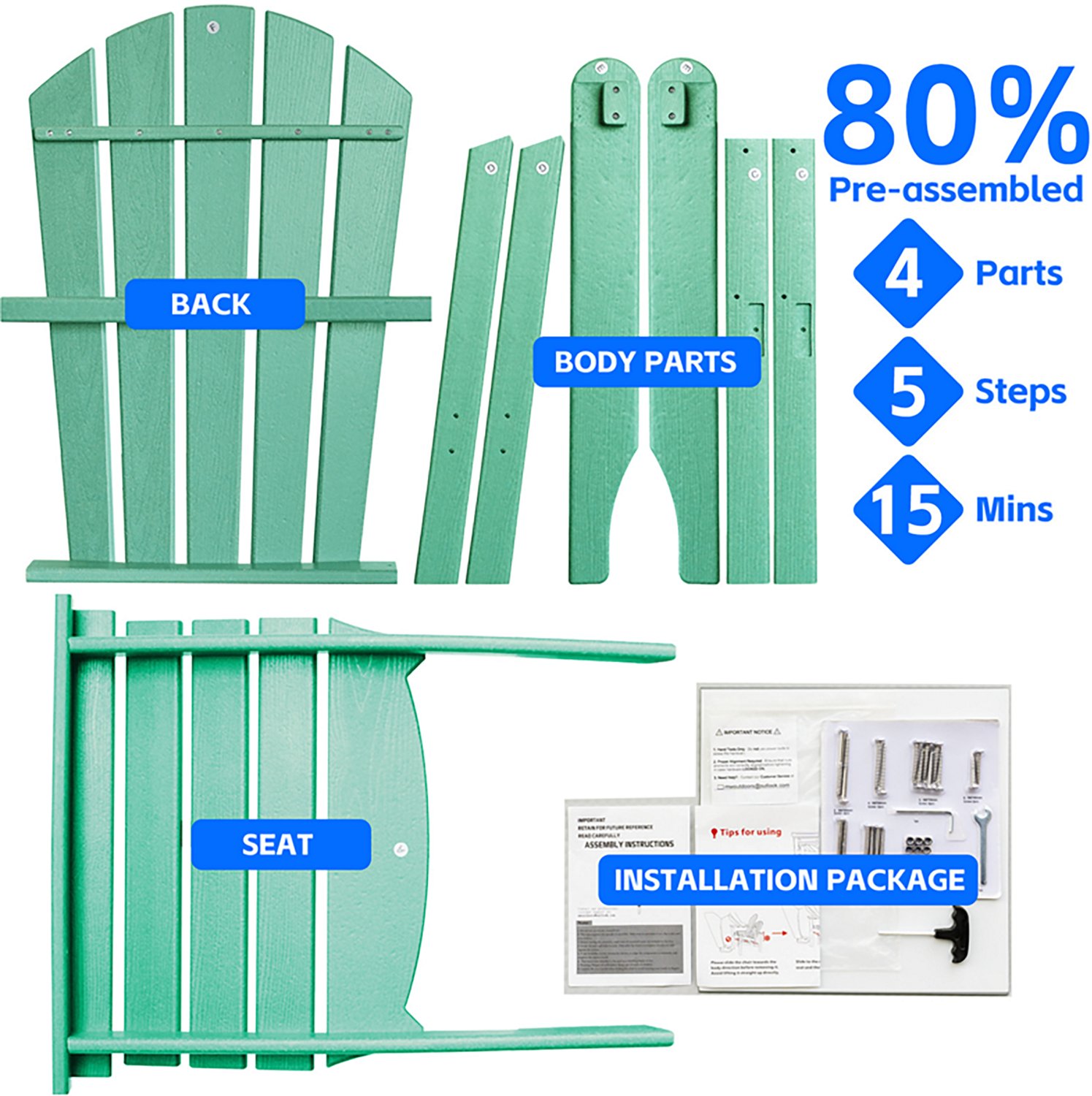 Upland All Weather HDPE Stackable Adirondack Chair -2 pack - view number 6