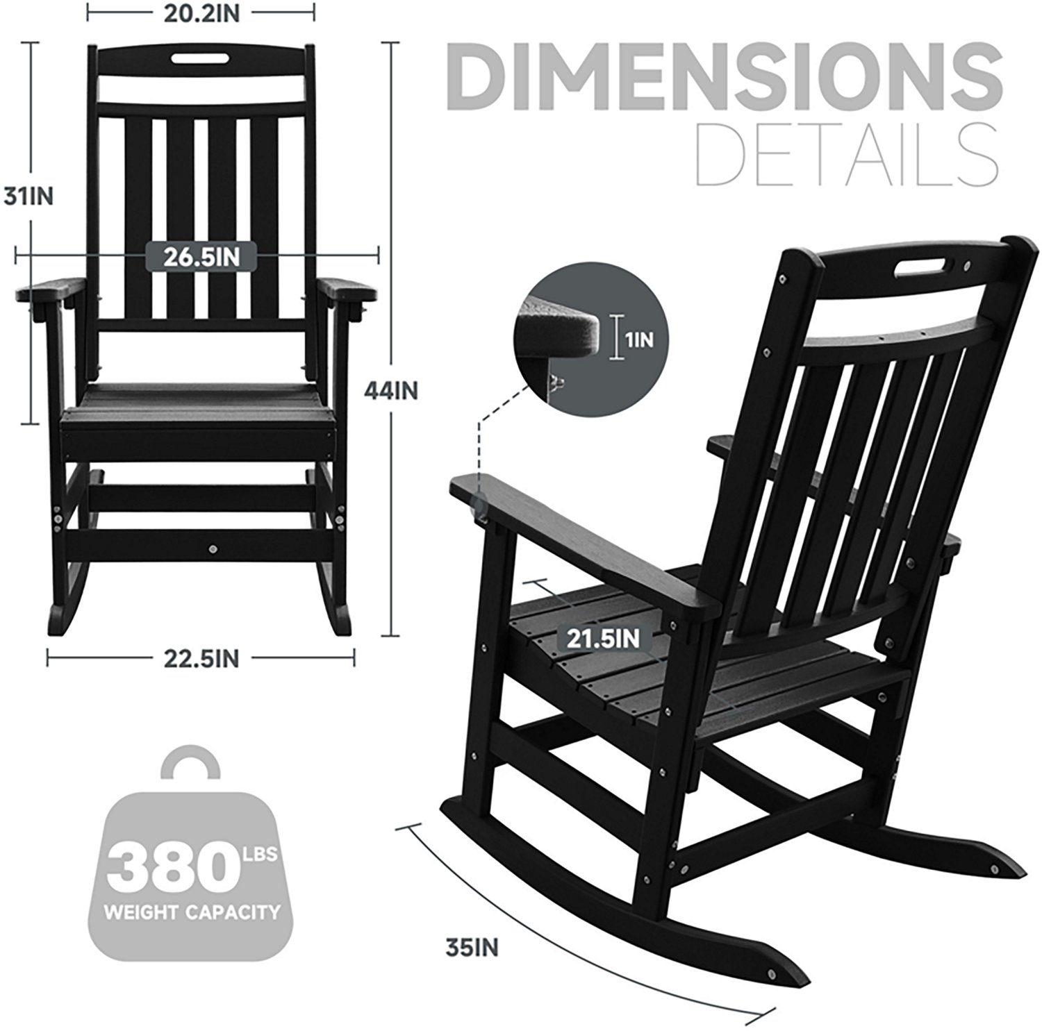 Upland HDPE All-Weather Outdoor Rocking Chair - 2 pack - view number 3