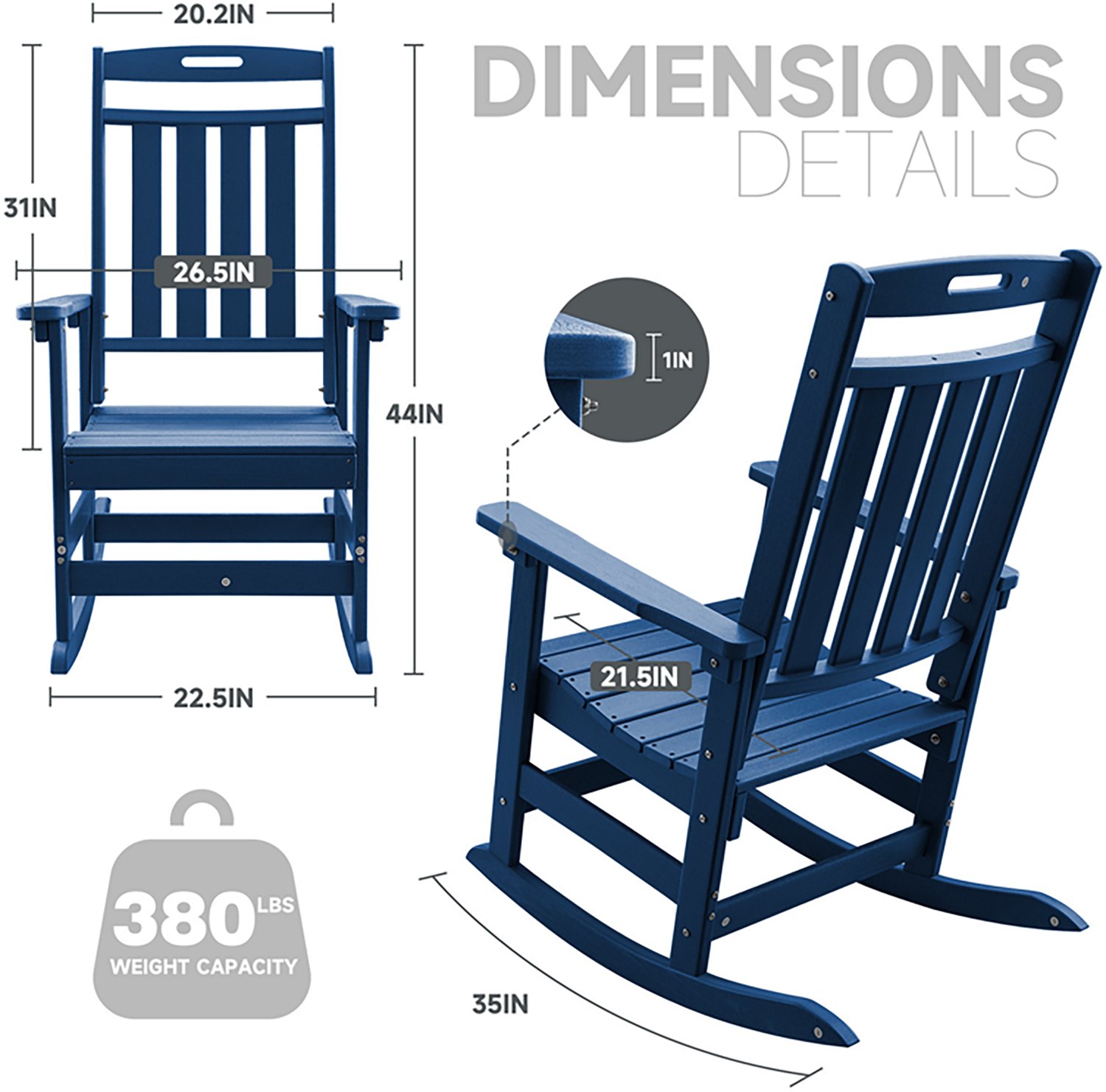 Upland HDPE All-Weather Outdoor Rocking Chair - 2 pack - view number 3