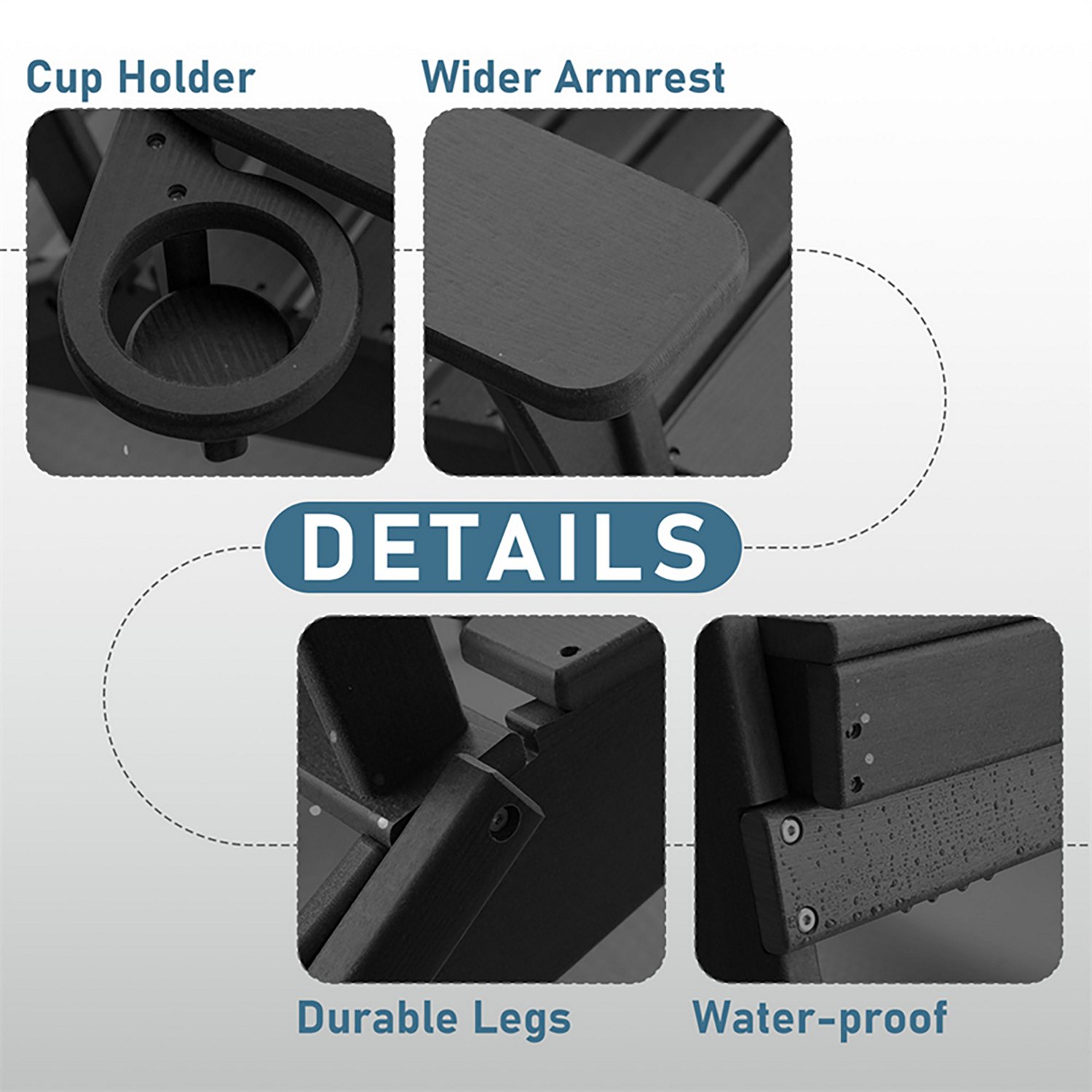 Upland HDPE Folding Adirondack Chair with Cup Holder- 2 pack - view number 2