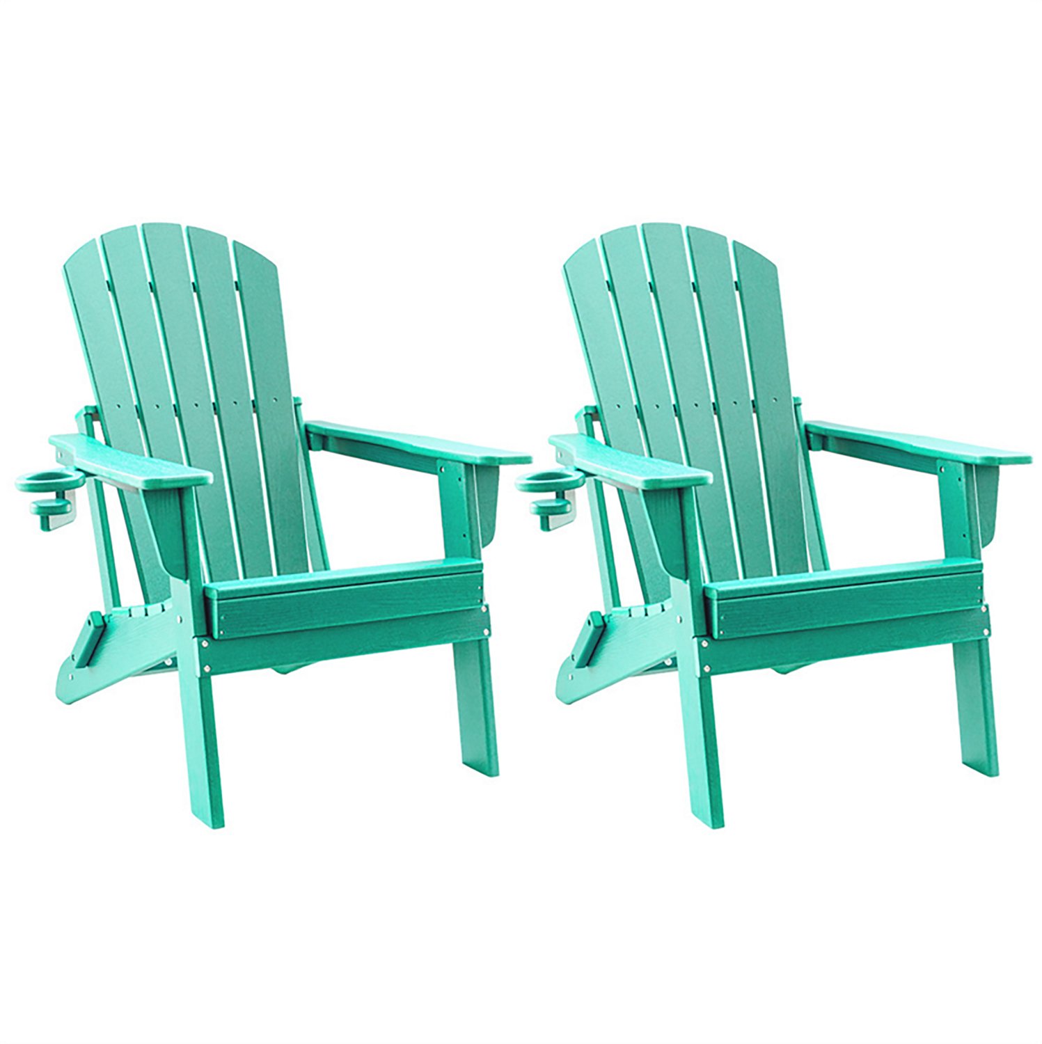 Upland HDPE Folding Adirondack Chair with Cup Holder- 2 pack