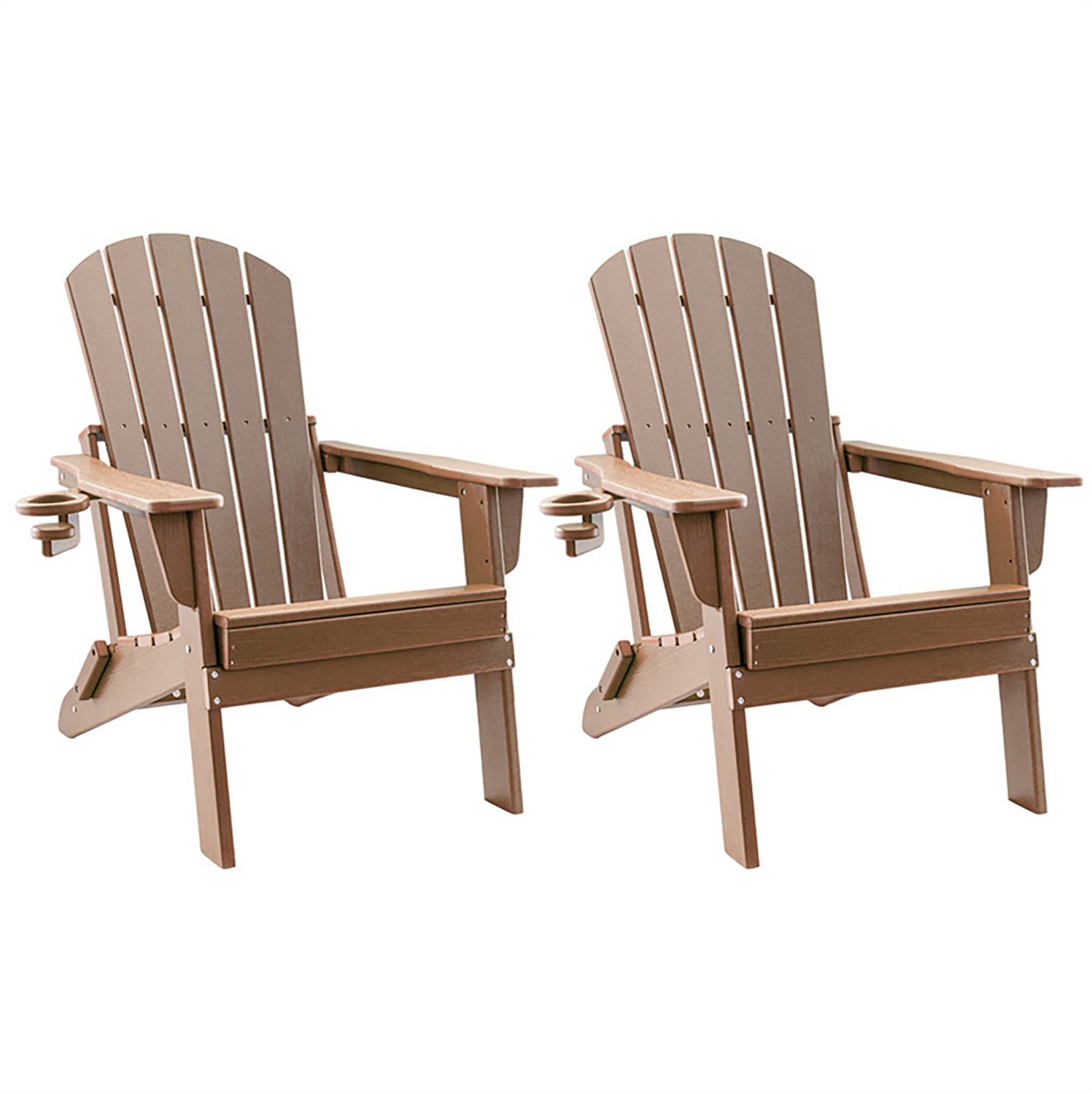 Upland HDPE Folding Adirondack Chair with Cup Holder- 2 pack