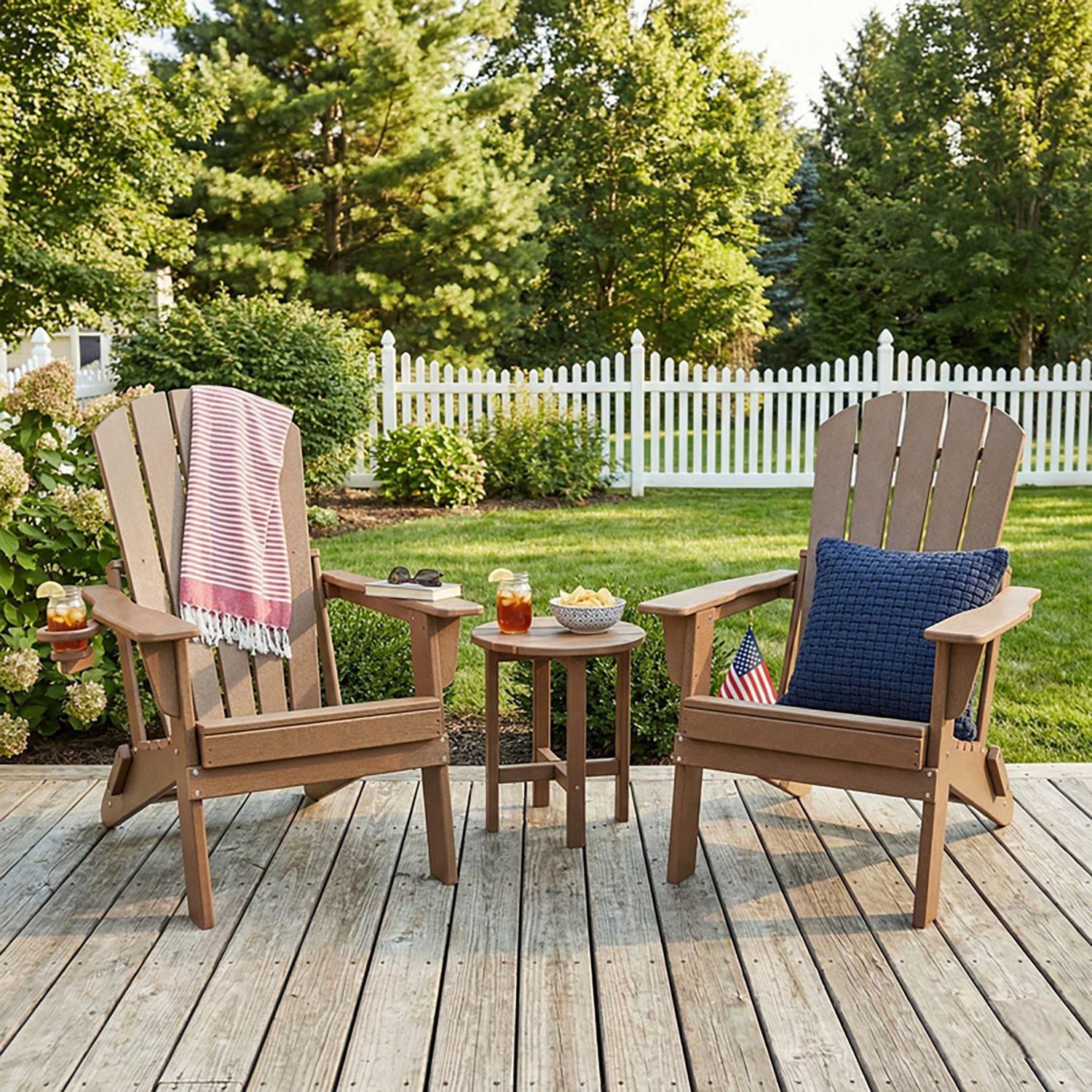 Upland HDPE Folding Adirondack Chair with Cup Holder- 2 pack - view number 6