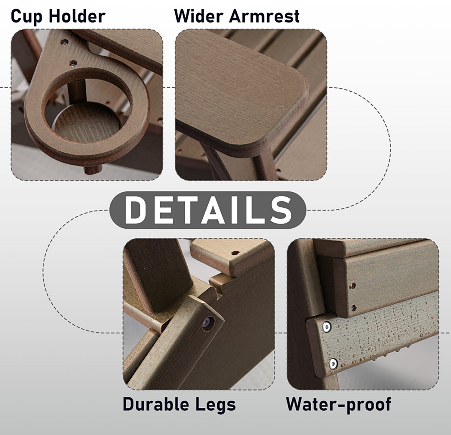 Upland HDPE Folding Adirondack Chair with Cup Holder- 2 pack - view number 2