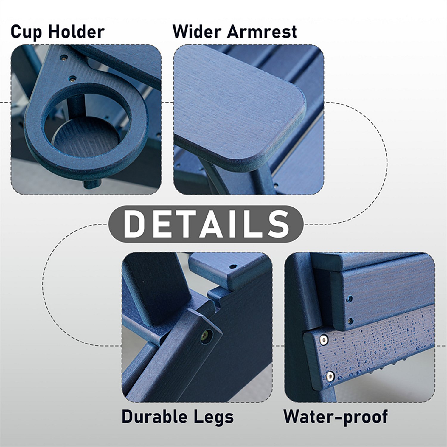 Upland HDPE Folding Adirondack Chair with Cup Holder- 2 pack - view number 4