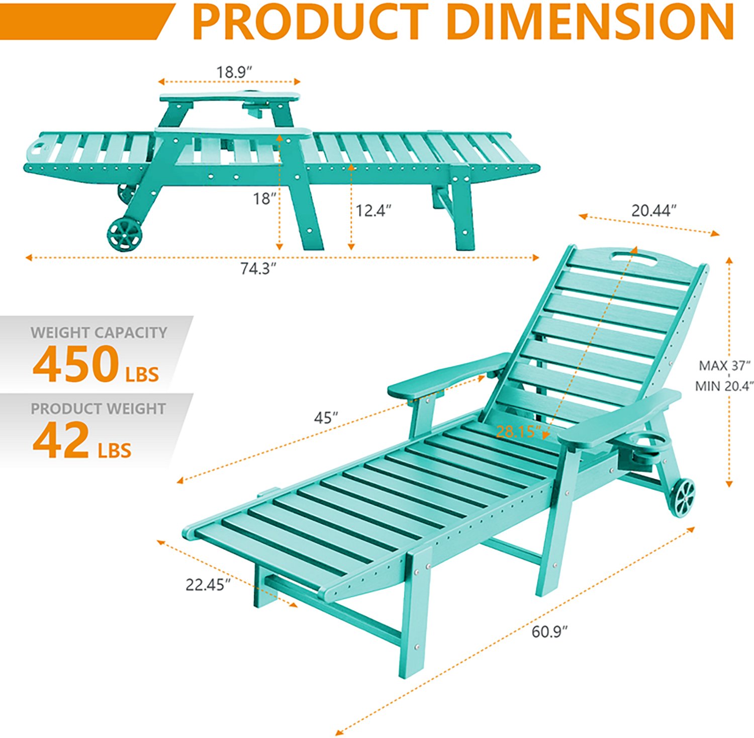 Upland Lounge Chair Outdoor with 6-Position Adjustable Back- 2 pack - view number 4