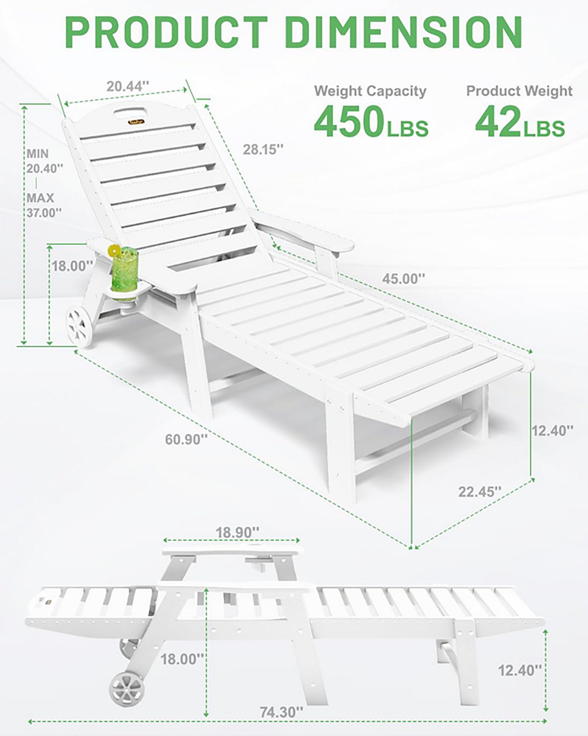 Upland Lounge Chair Outdoor with 6-Position Adjustable Back- 2 pack - view number 4