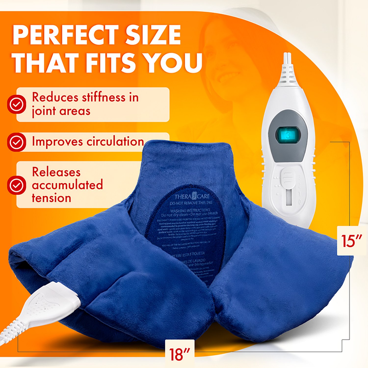 TheraCare Deluxe Heating Pad Wrap for Shoulder, Neck and Back