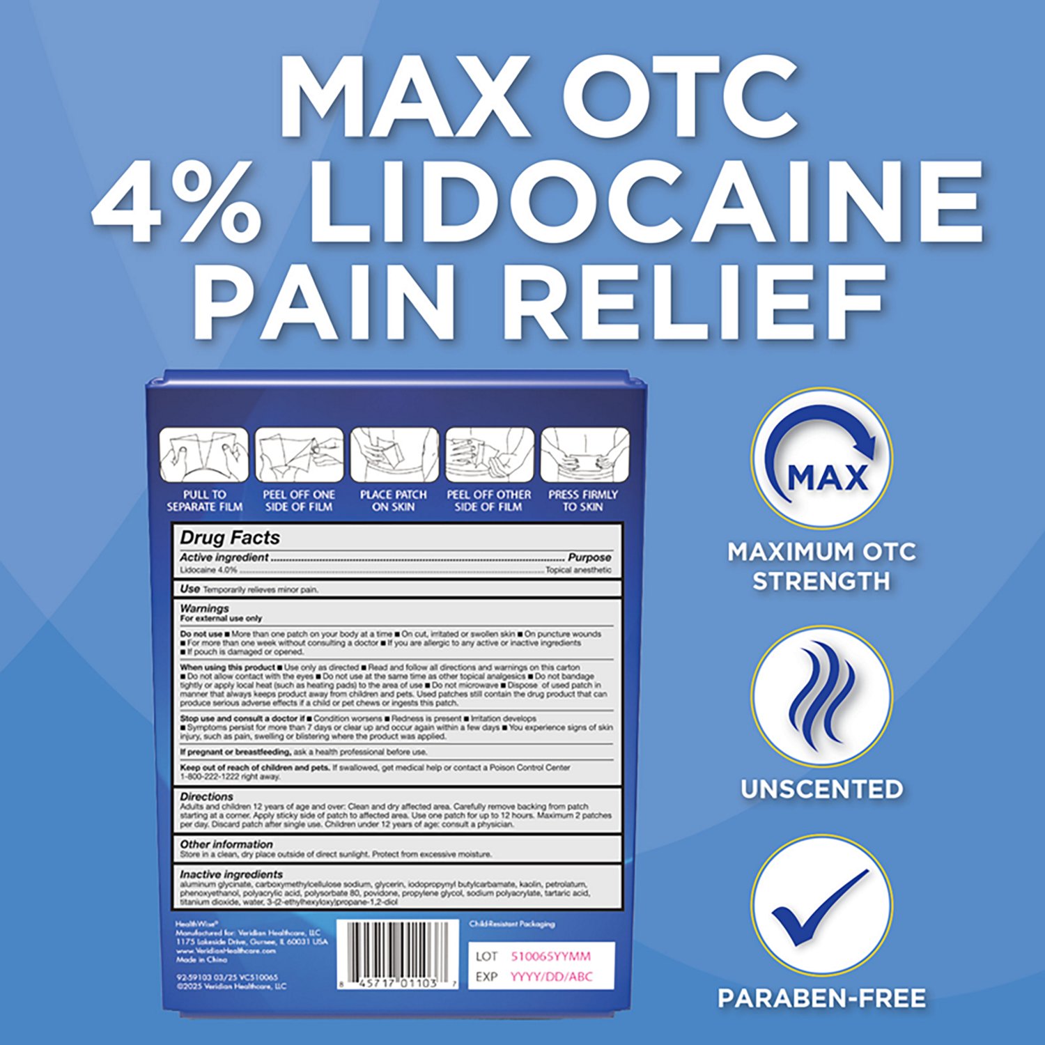 HealthWise 4% Lidocaine Pain Relief Patch 25ct - view number 2