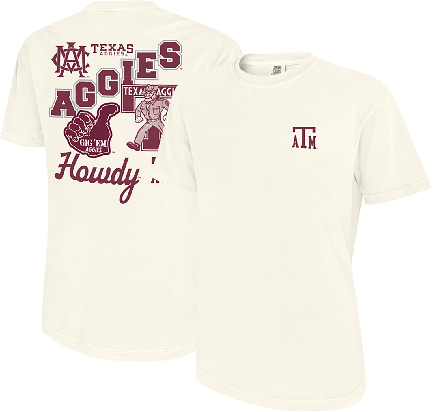 WILDCAT RETRO Men's Texas A&M University Diagonal Aggies Comfort Colors T-shirt