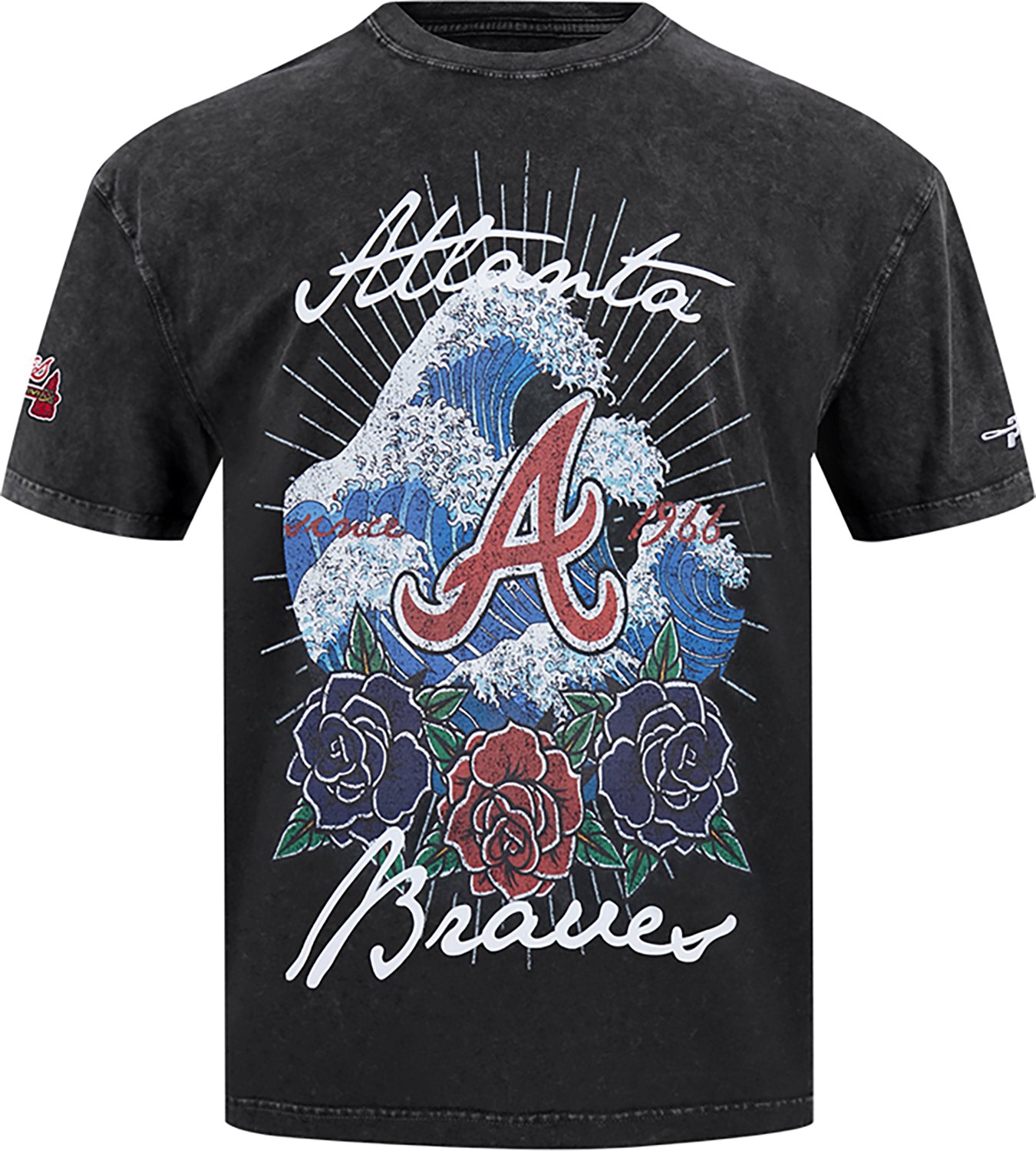 Pro Standard Men's Atlanta Braves Wave and Roses CJ Drop Shoulder Short Sleeve T-shirt