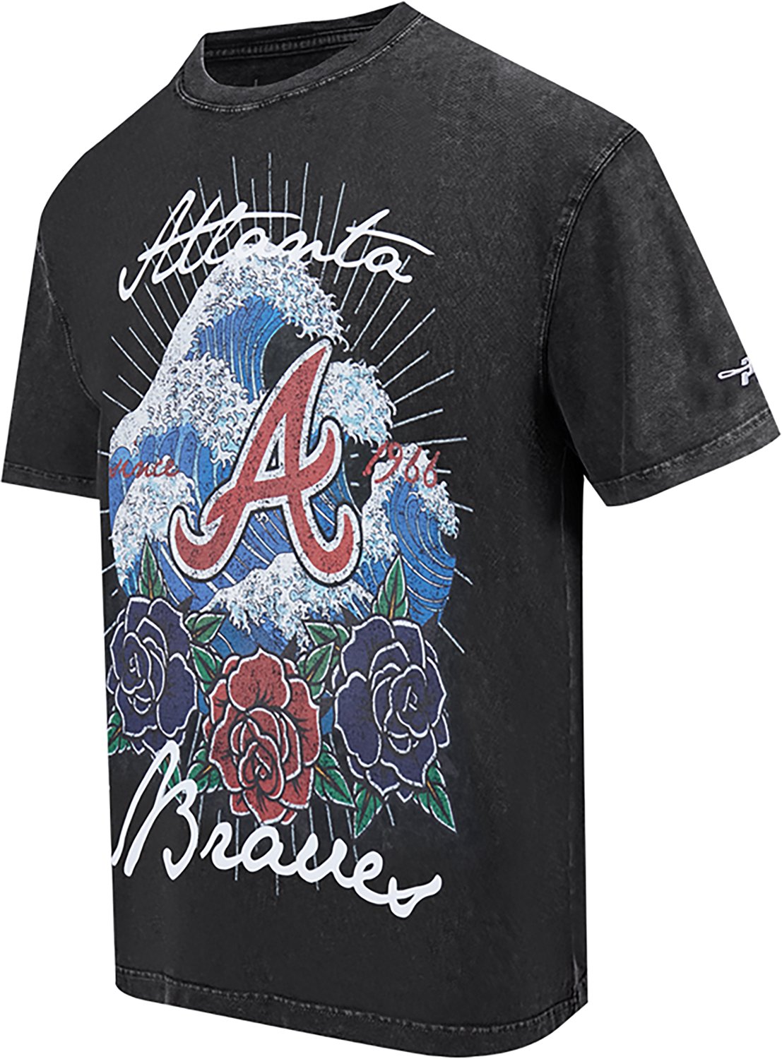 Pro Standard Men's Atlanta Braves Wave and Roses CJ Drop Shoulder Short Sleeve T-shirt - view number 3
