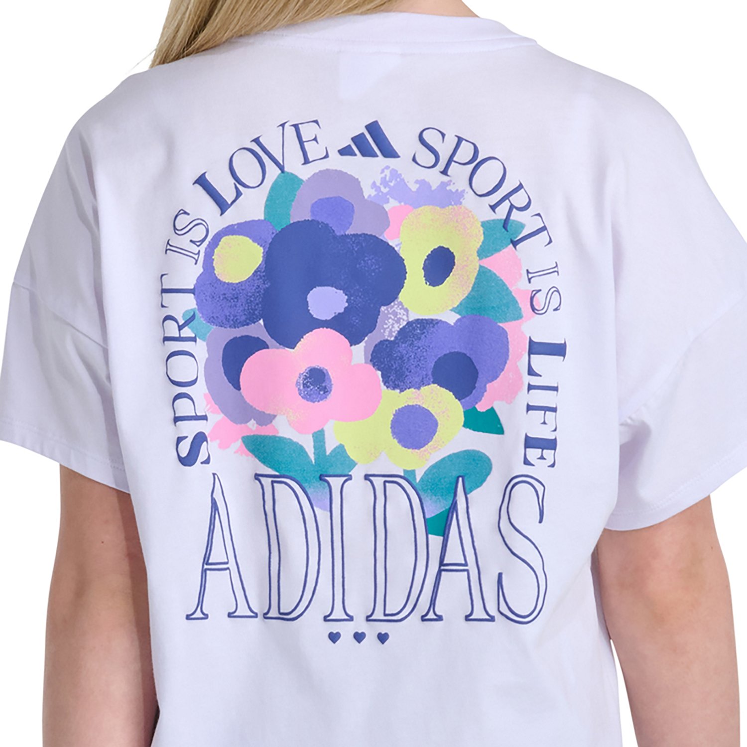 adidas Girls' Floral Bouquet Drop Shoulder Short Sleeve T-shirt - view number 4