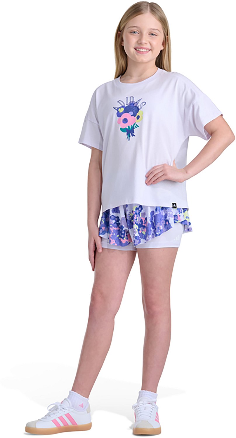 adidas Girls' Floral Bouquet Drop Shoulder Short Sleeve T-shirt - view number 5
