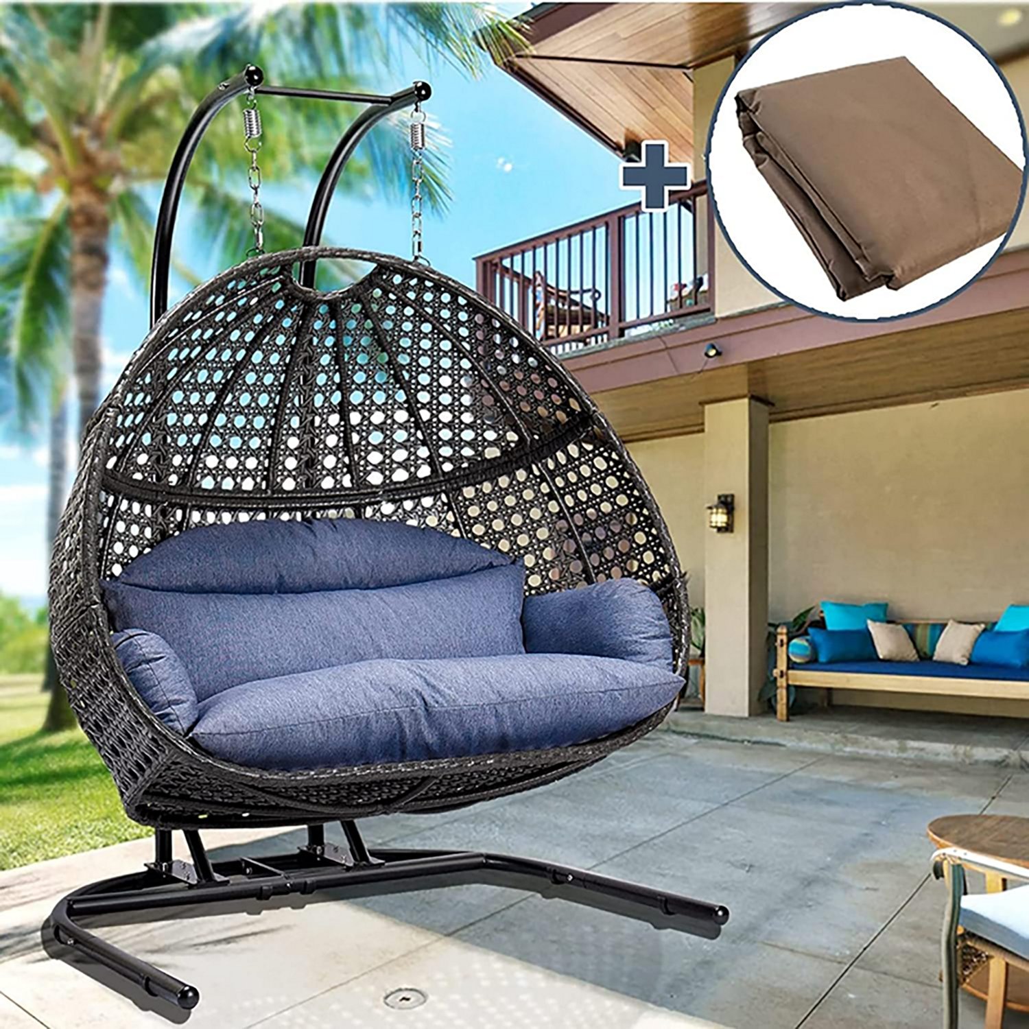 Upland 2 Person Wicker Rattan Hanging Swing Chair - view number 4
