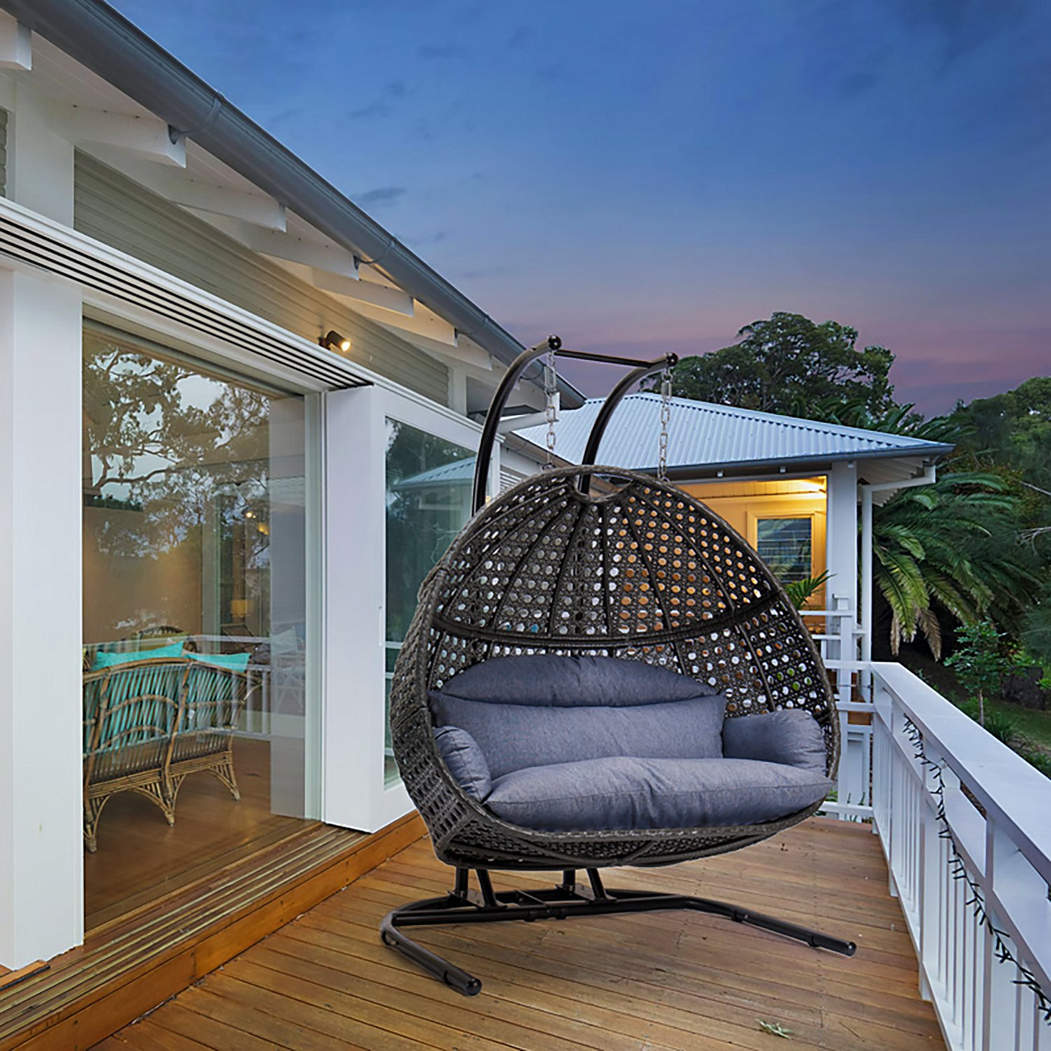 Upland 2 Person Wicker Rattan Hanging Swing Chair - view number 5