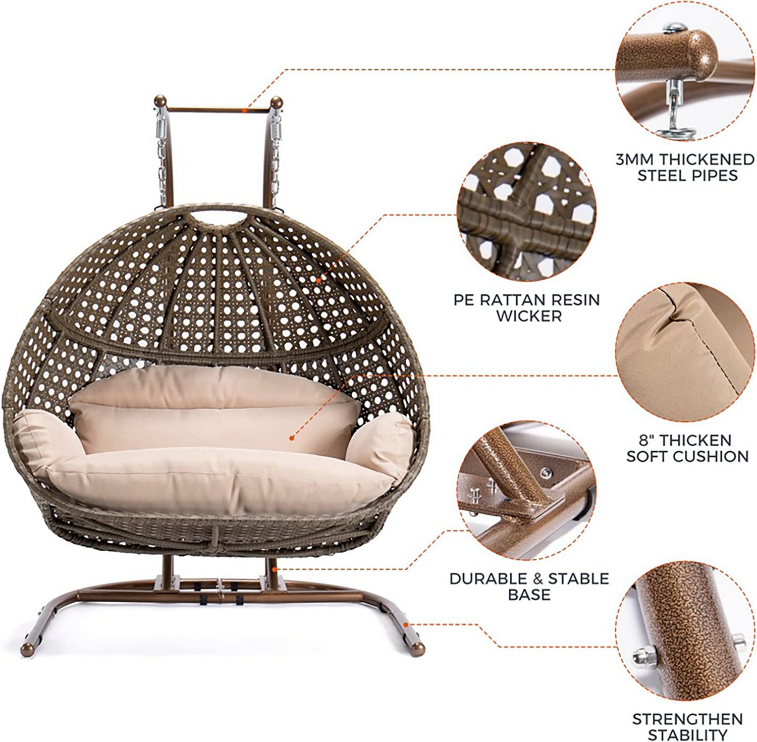 Upland 2 Person Wicker Rattan Hanging Swing Chair - view number 2