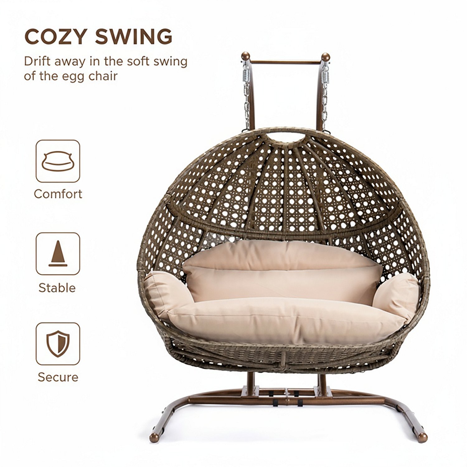 Upland 2 Person Wicker Rattan Hanging Swing Chair - view number 3