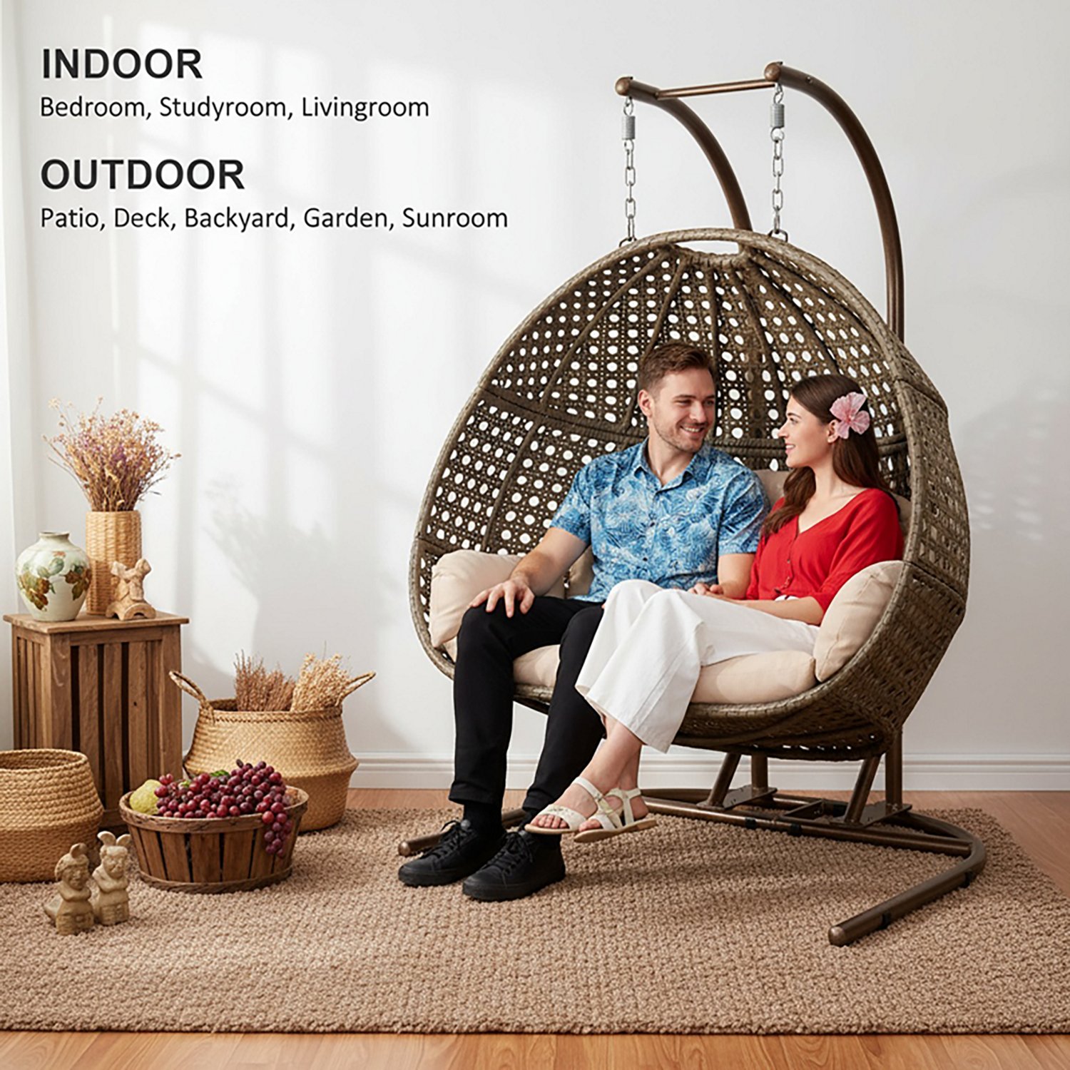 Upland 2 Person Wicker Rattan Hanging Swing Chair - view number 4
