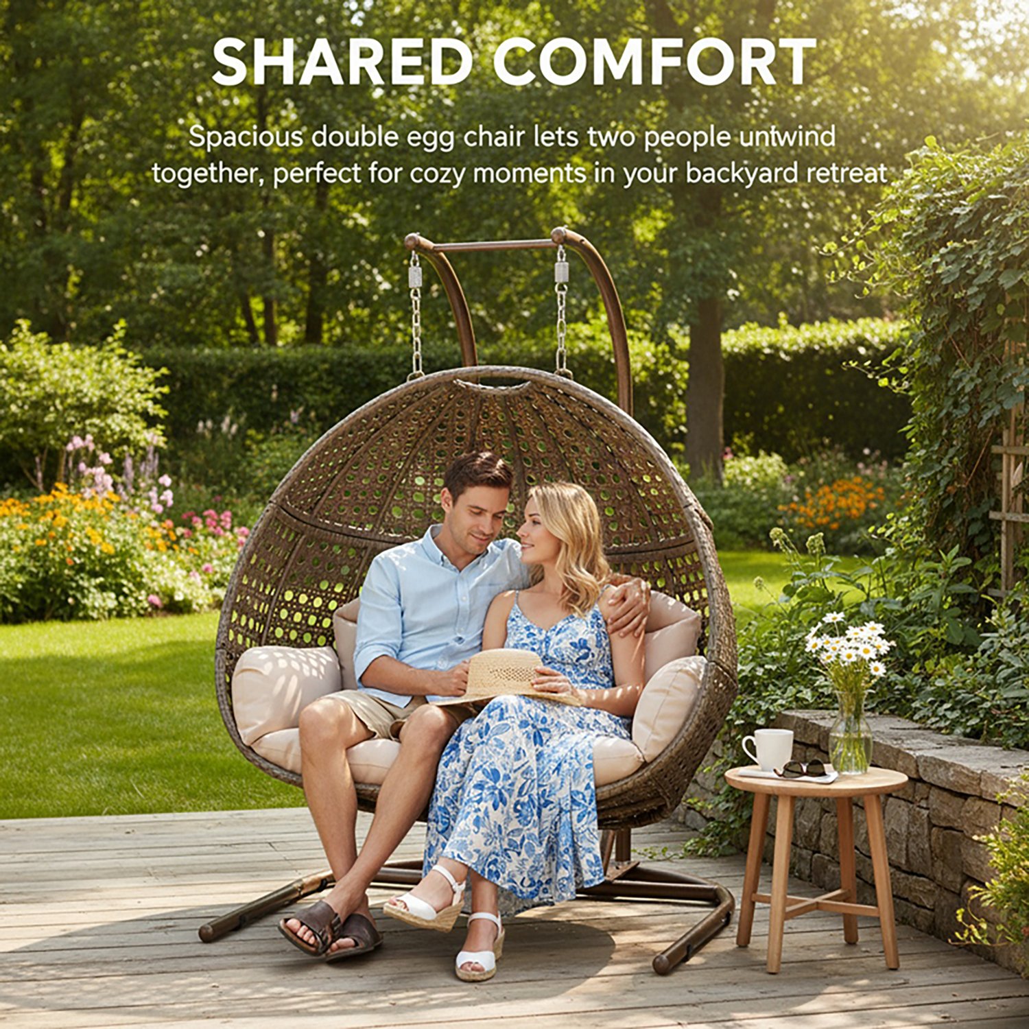 Upland 2 Person Wicker Rattan Hanging Swing Chair - view number 5