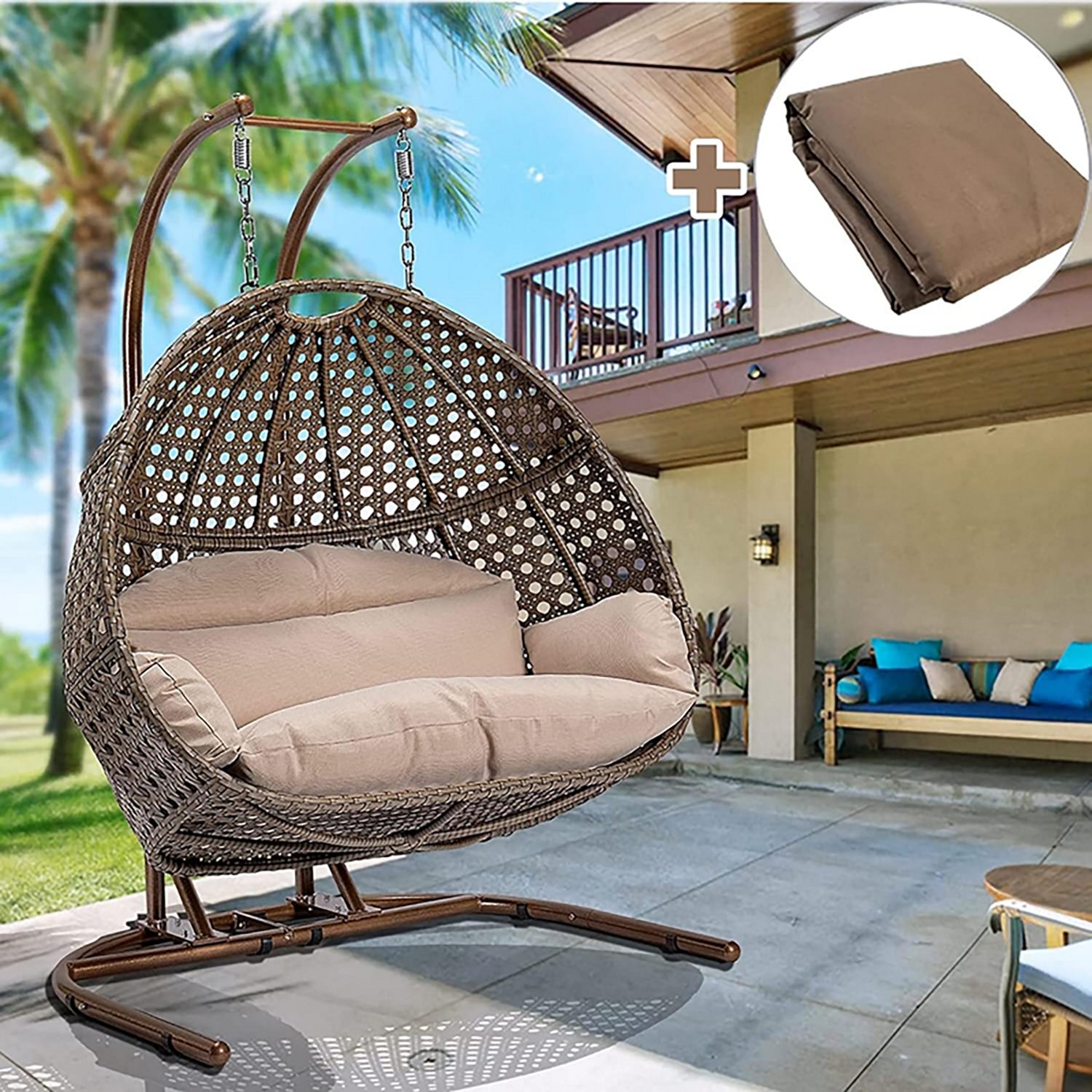 Upland 2 Person Wicker Rattan Hanging Swing Chair - view number 7
