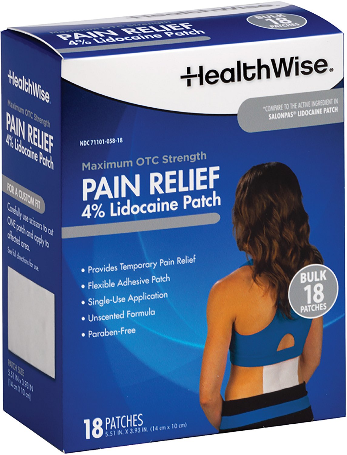 HealthWise Lidocaine Pain Relief Patch 18ct