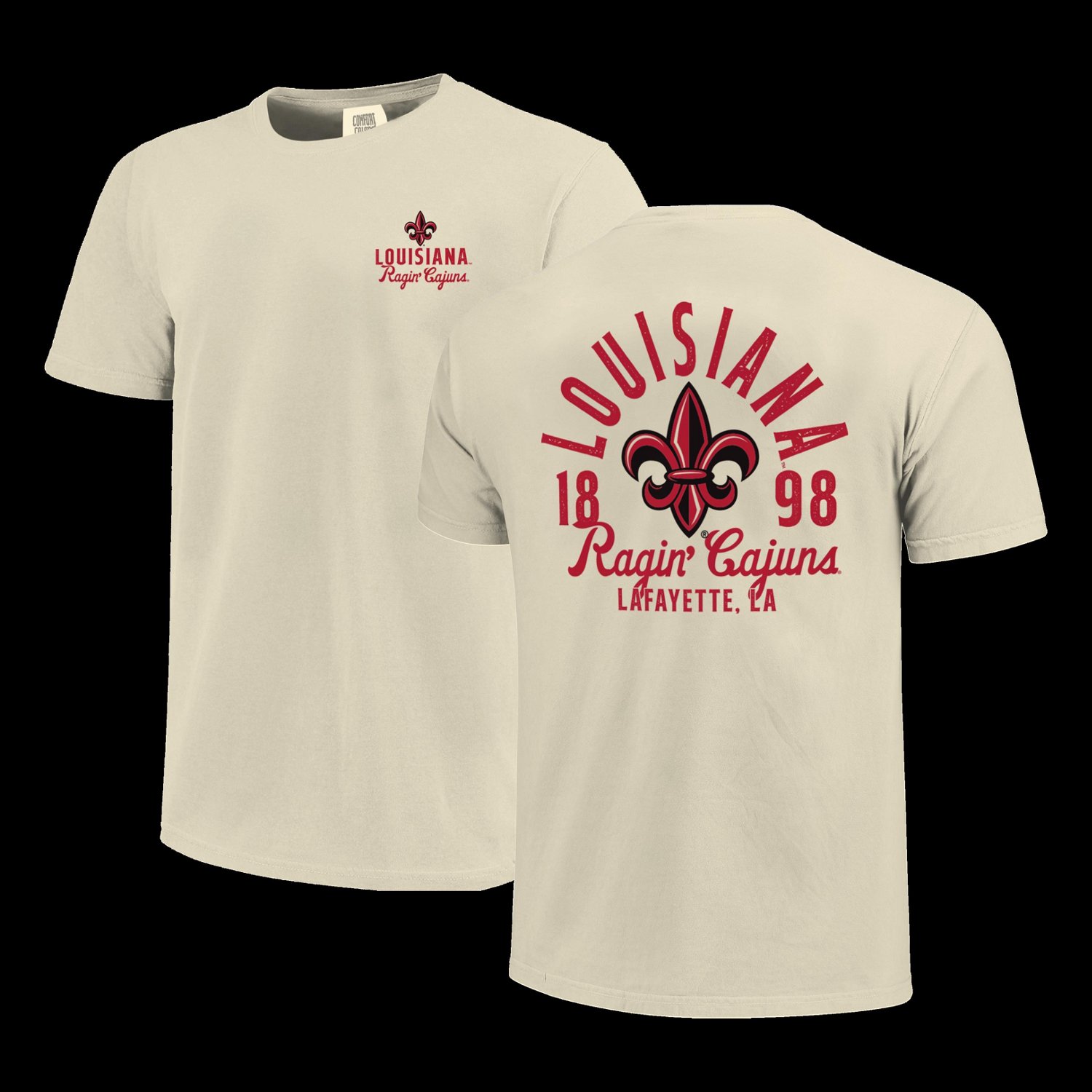 Image One Men's University of Louisiana at Lafayette Mascot Overlay Comfort Colors T-shirt - view number 3