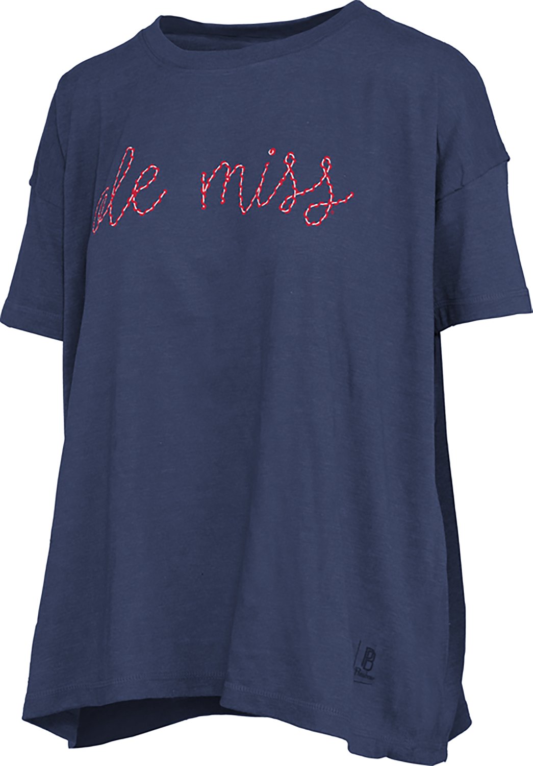 Pressbox Ole Miss Swirl Script Oversized Graphic T-shirt