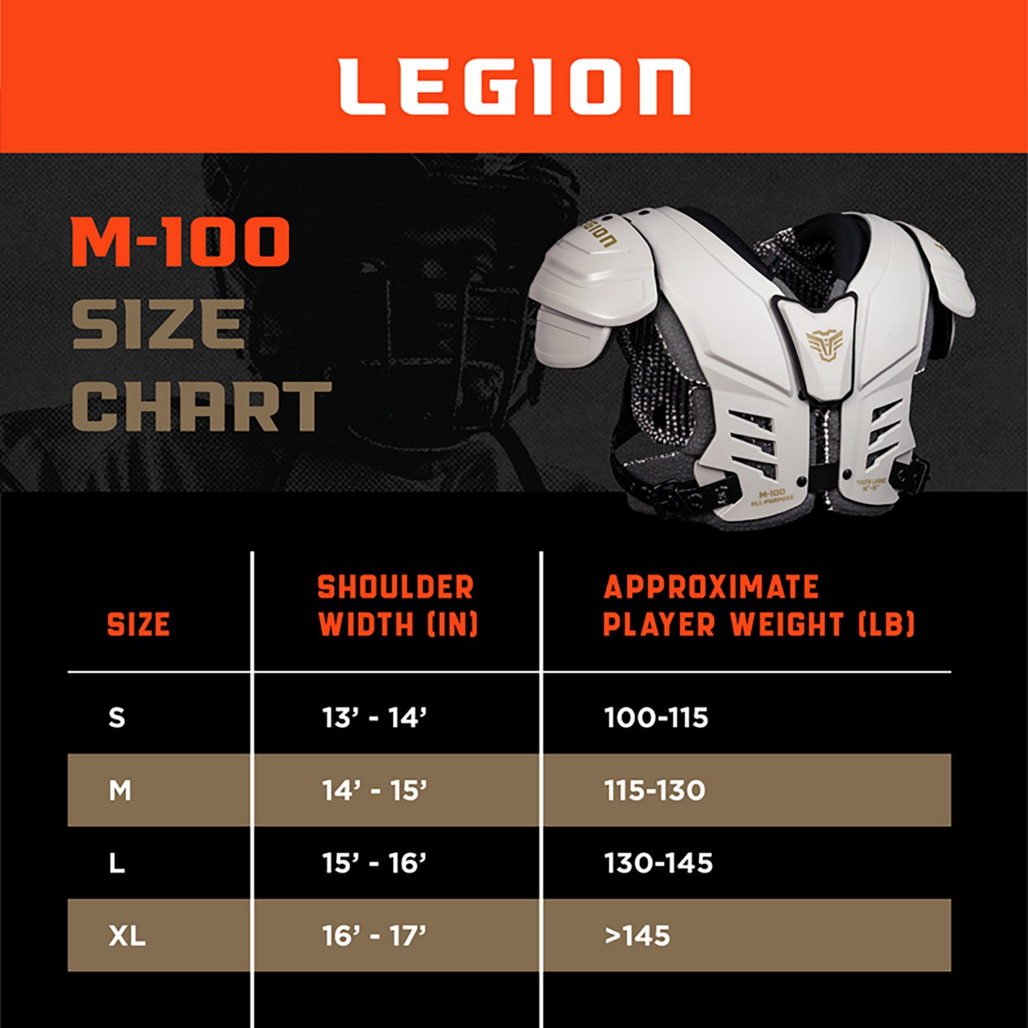 Legion M100 Youth Shoulder Pad - view number 5