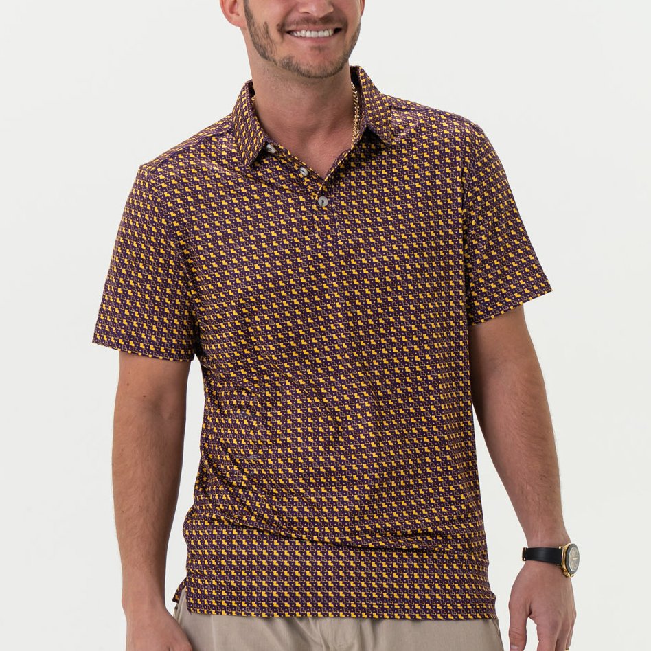 BURLEBO Men's Louisiana Performance Polo Shirt