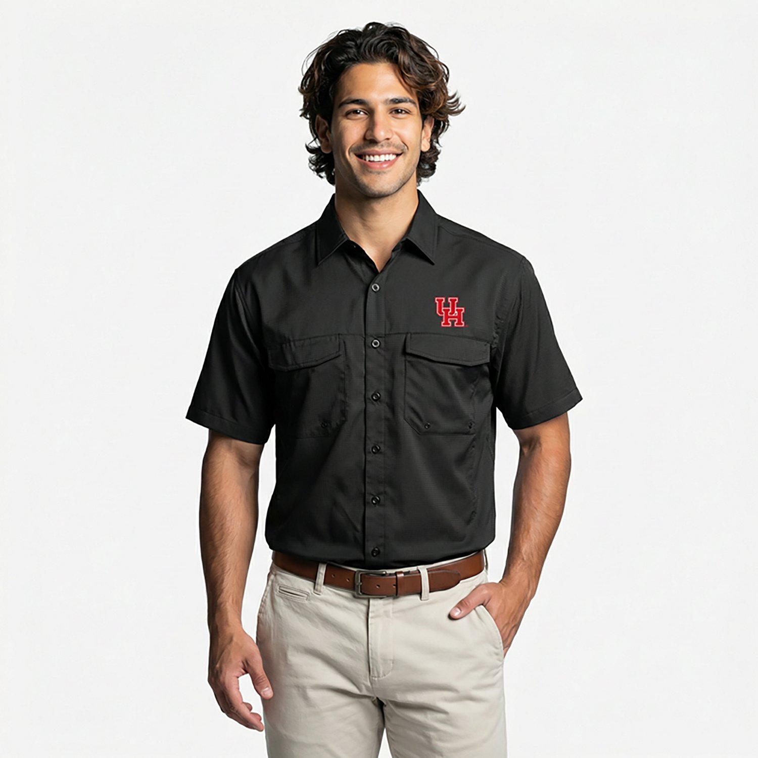 Antigua Men's University of Houston Game Day Woven Fishing Shirt - view number 2