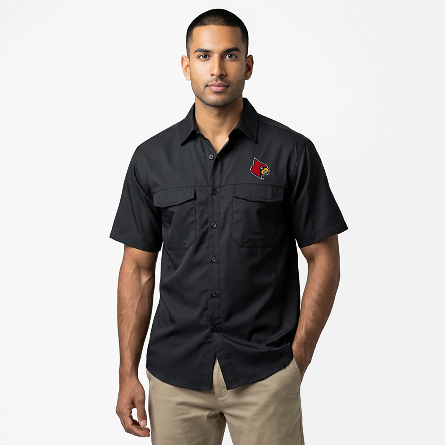 Antigua Men's University of Louisville Game Day Woven Fishing Shirt - view number 2