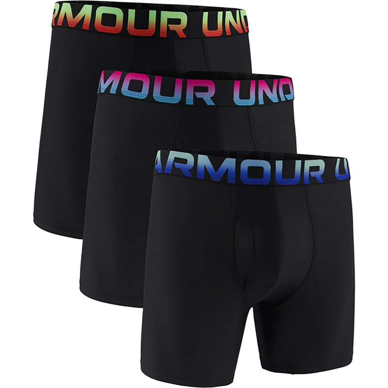 Under Armour Men's Performance Tech Printed Logo 6” Boxer Briefs – 3 Pack, Medium, Lumos Lime