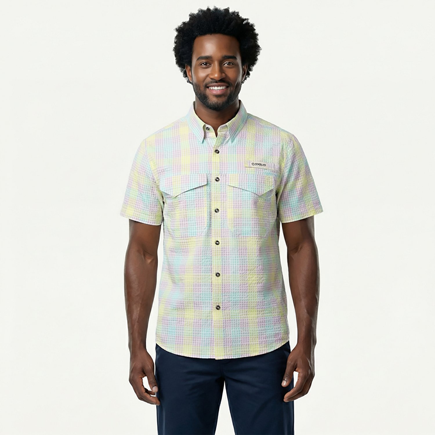 Magellan Outdoors Men's Southern Summer Gingham Plaid Short Sleeve Shirt