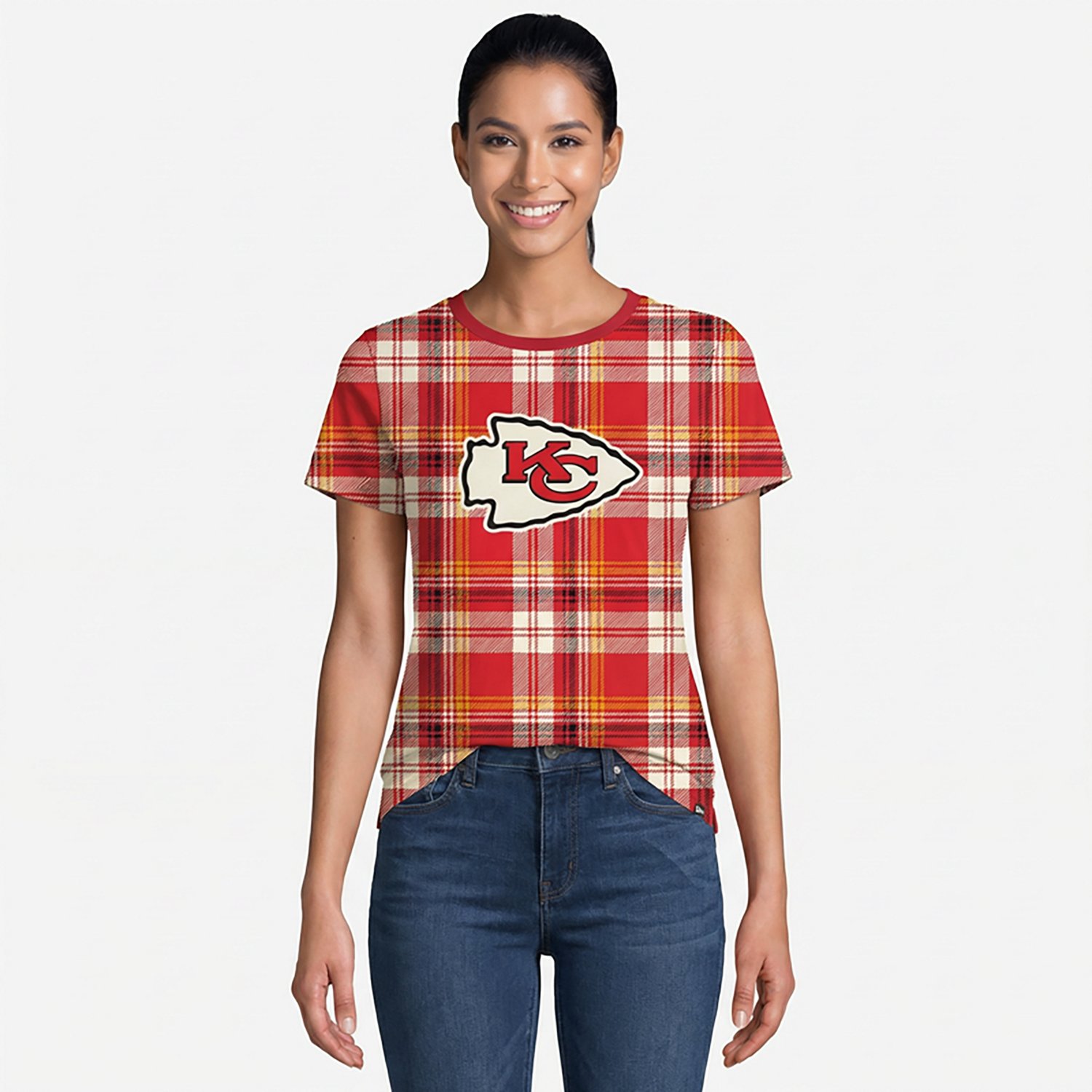 New Era Women's Chiefs Plaid Boxy Crop T-shirt