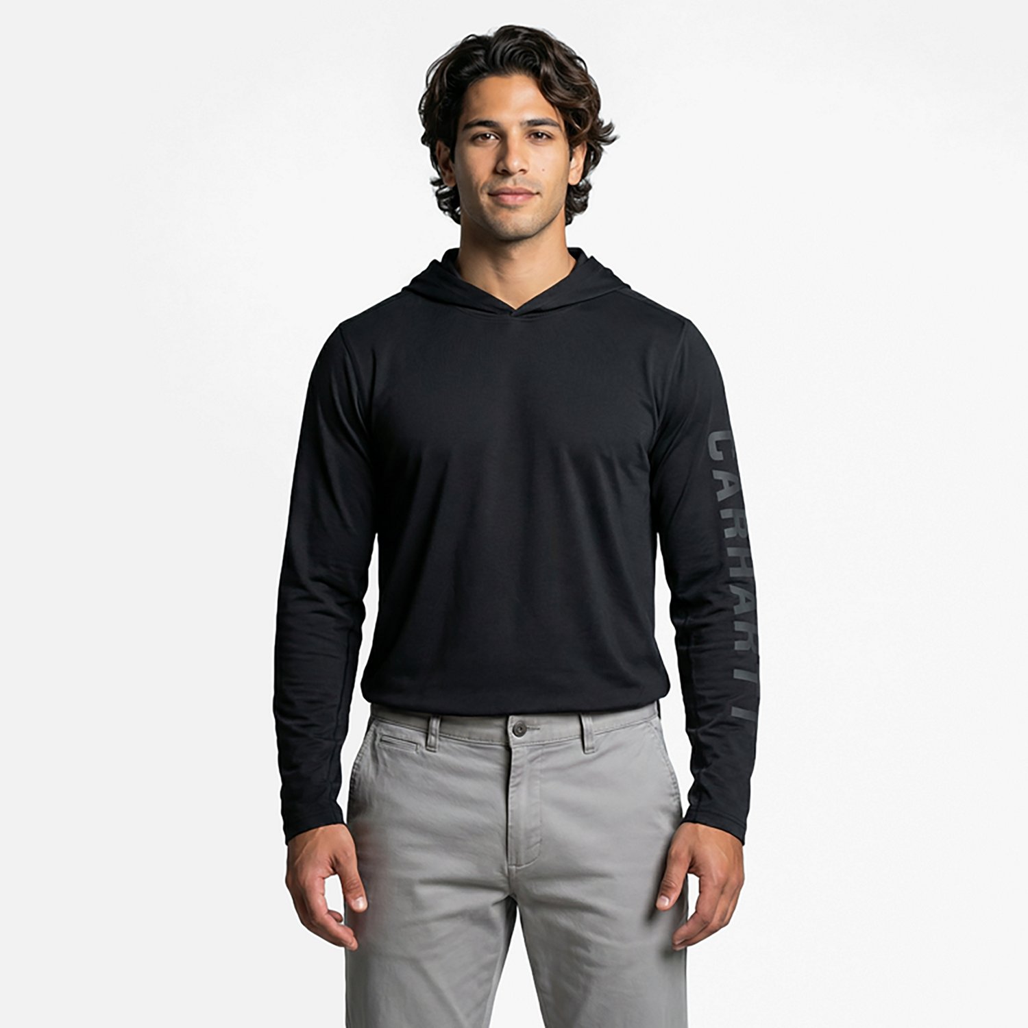 Carhartt Men's Force Relaxed Fit Midweight Logo Graphic Hooded Long Sleeve T-shirt - view number 2