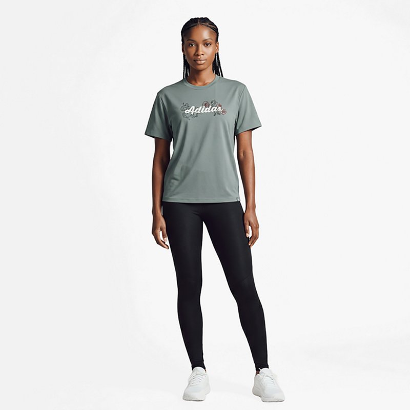adidas Womens Crew Neck Short Sleeve Active T-Shirt, Medium, Green