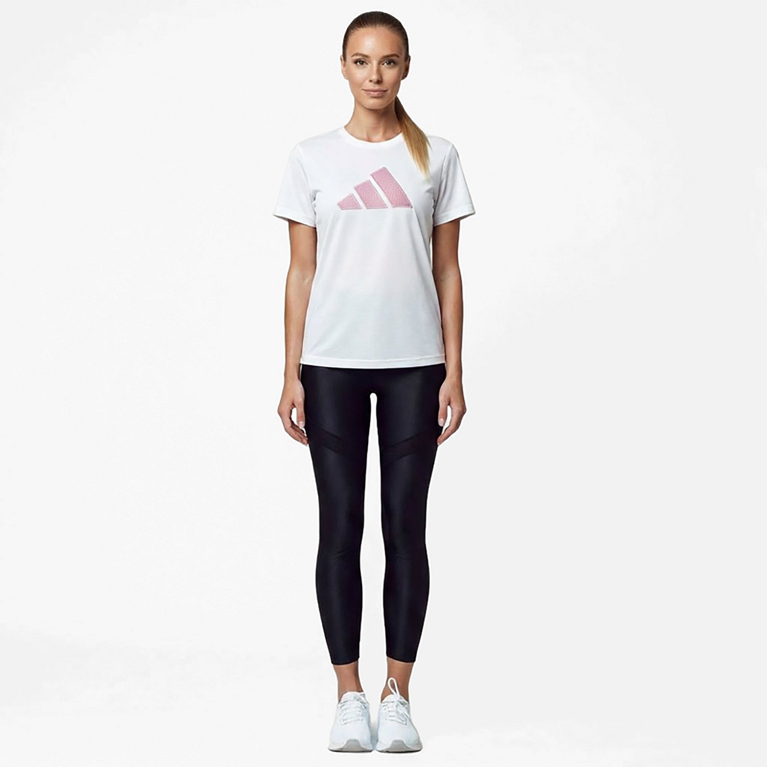 adidas Women's Textured Gingham Big Logo Graphic T-shirt