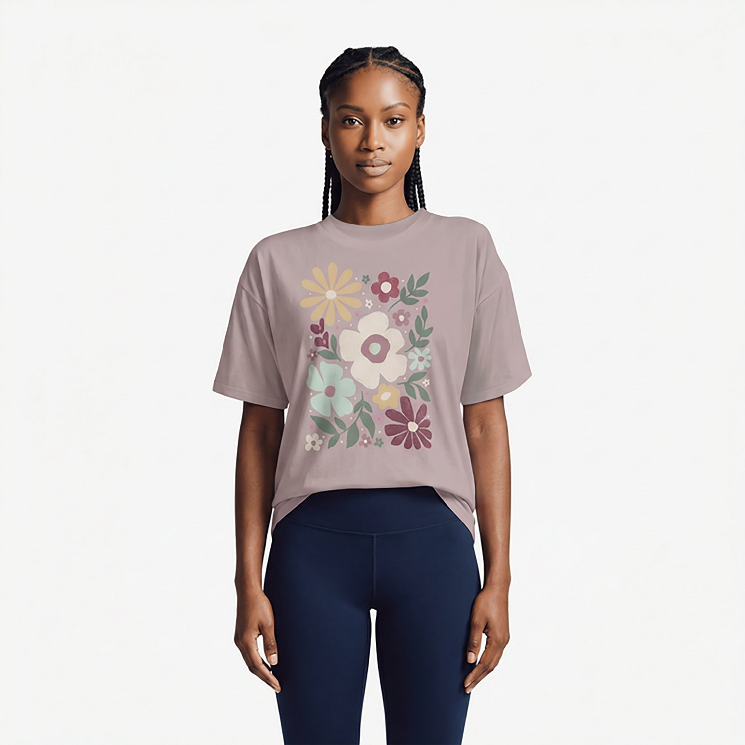Live Outside the Limits Women's Groovy Flowers Oversized Graphic T-shirt - view number 2
