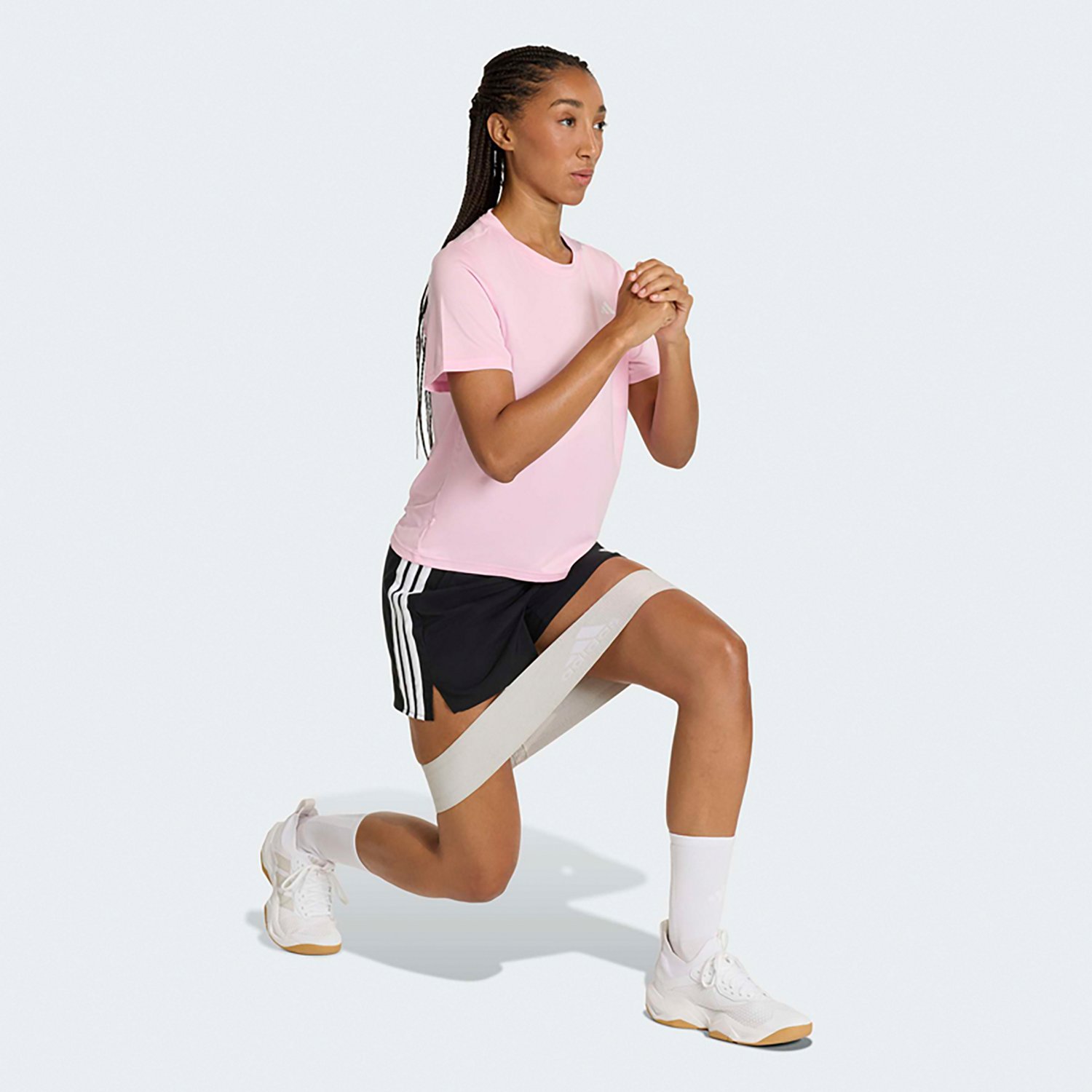 adidas Women's Workout Essentials 3-Stripes Woven Shorts 4 in - view number 5