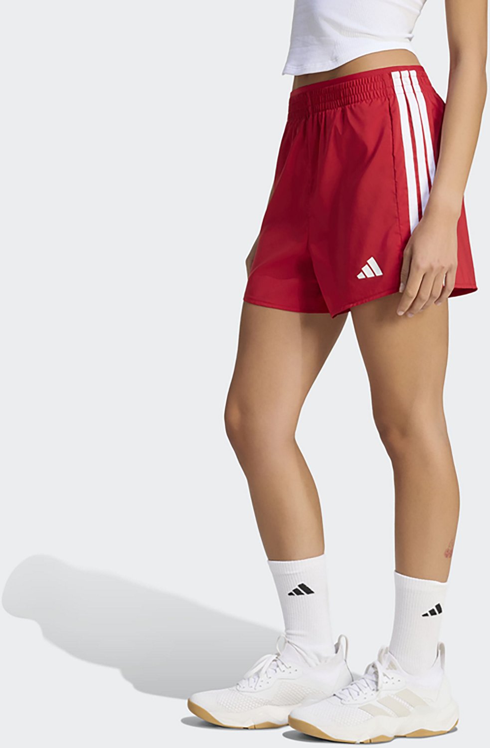 adidas Women's Workout Essentials 3-Stripes Woven Shorts 4 in